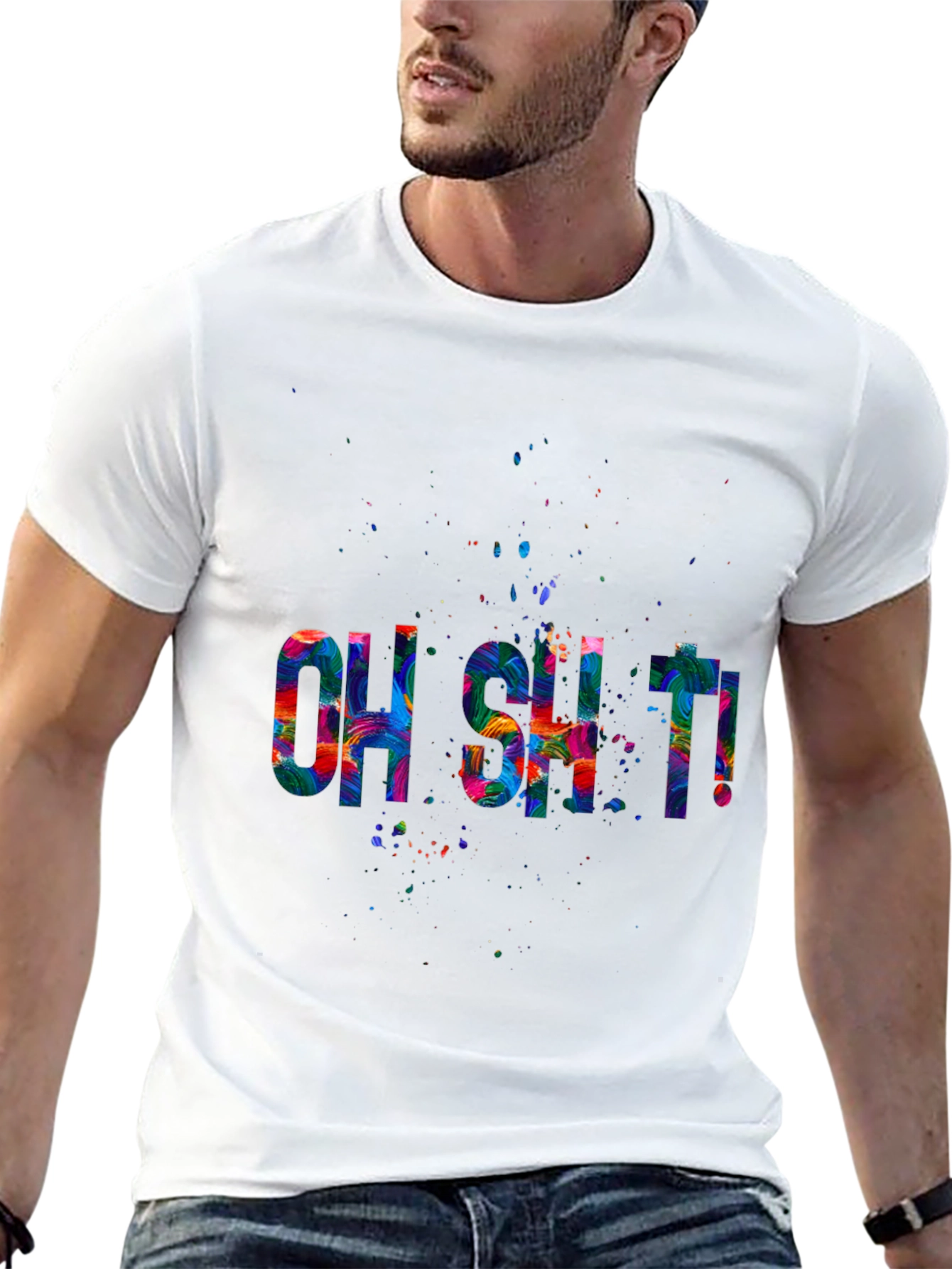 Oh Shit! Graphic Print Mens Black T-Shirt