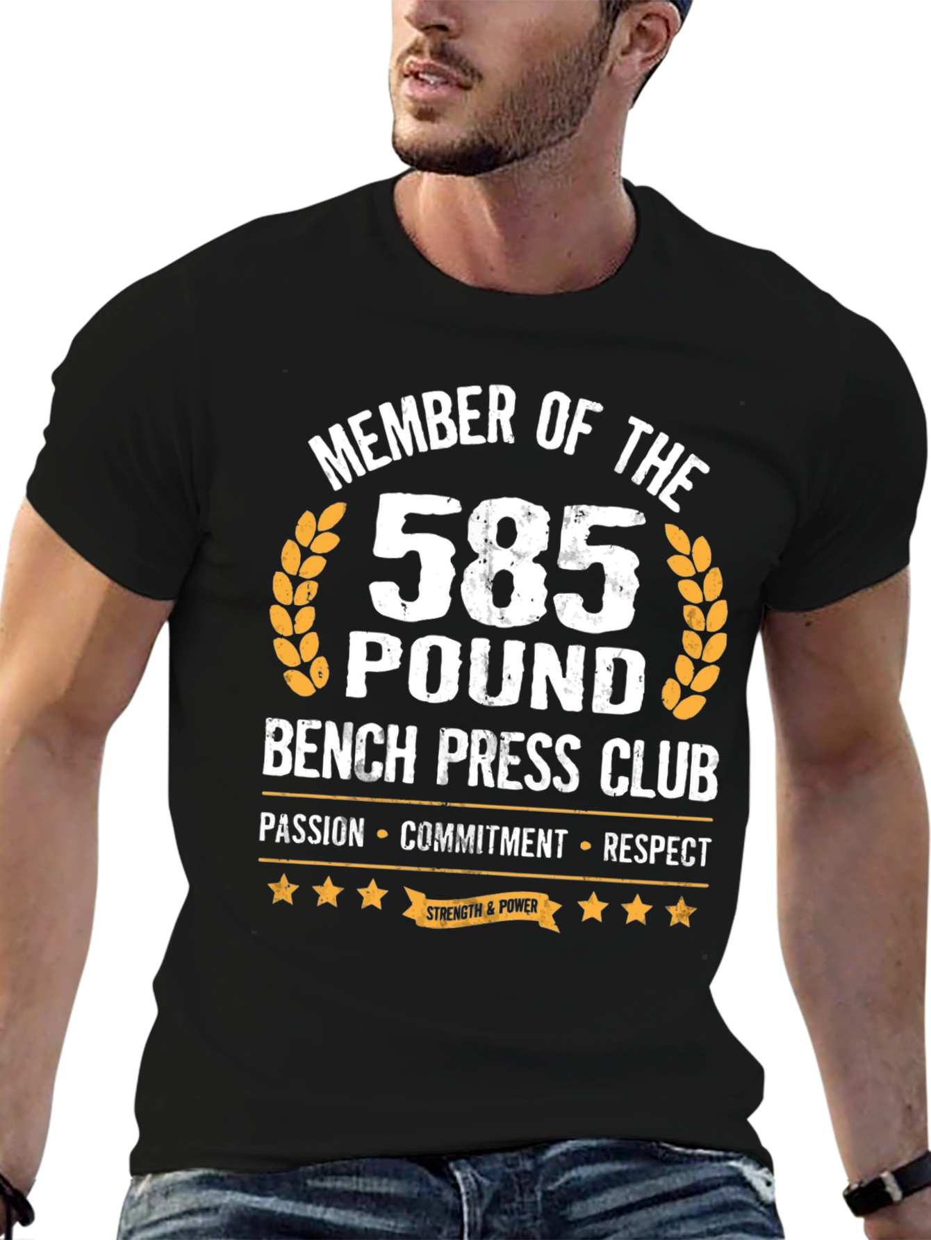 585 Pound Bench Press Club T-Shirt