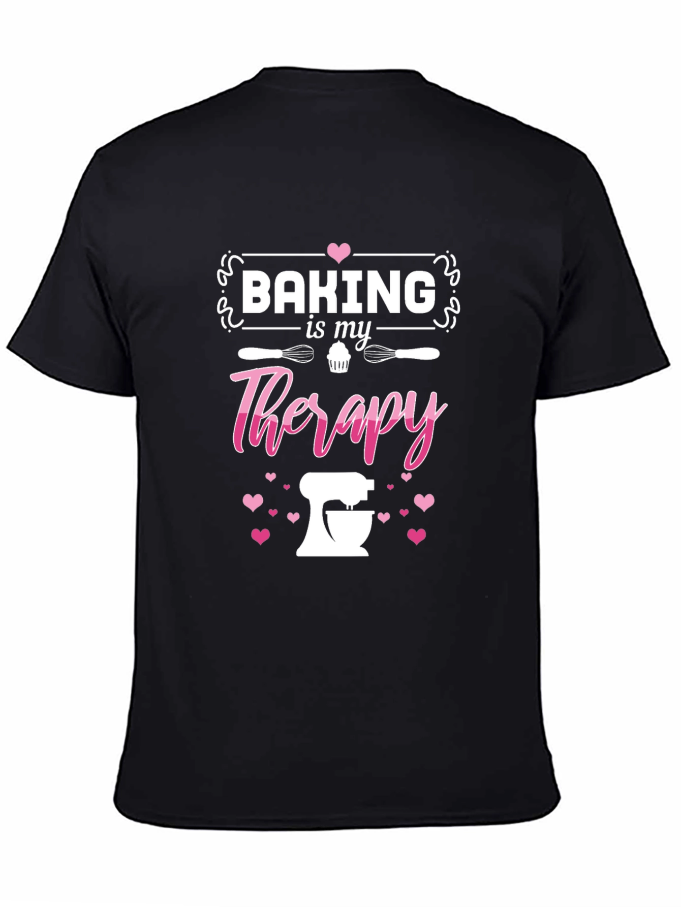 Baking is My Therapy Graphic Tee - Black