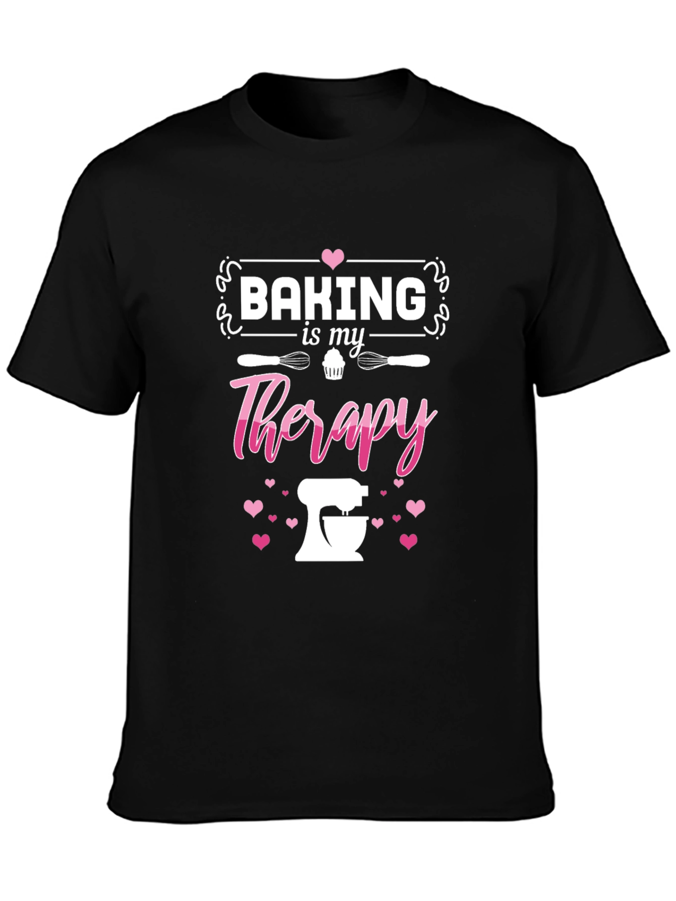 Baking is My Therapy Graphic Tee - Black
