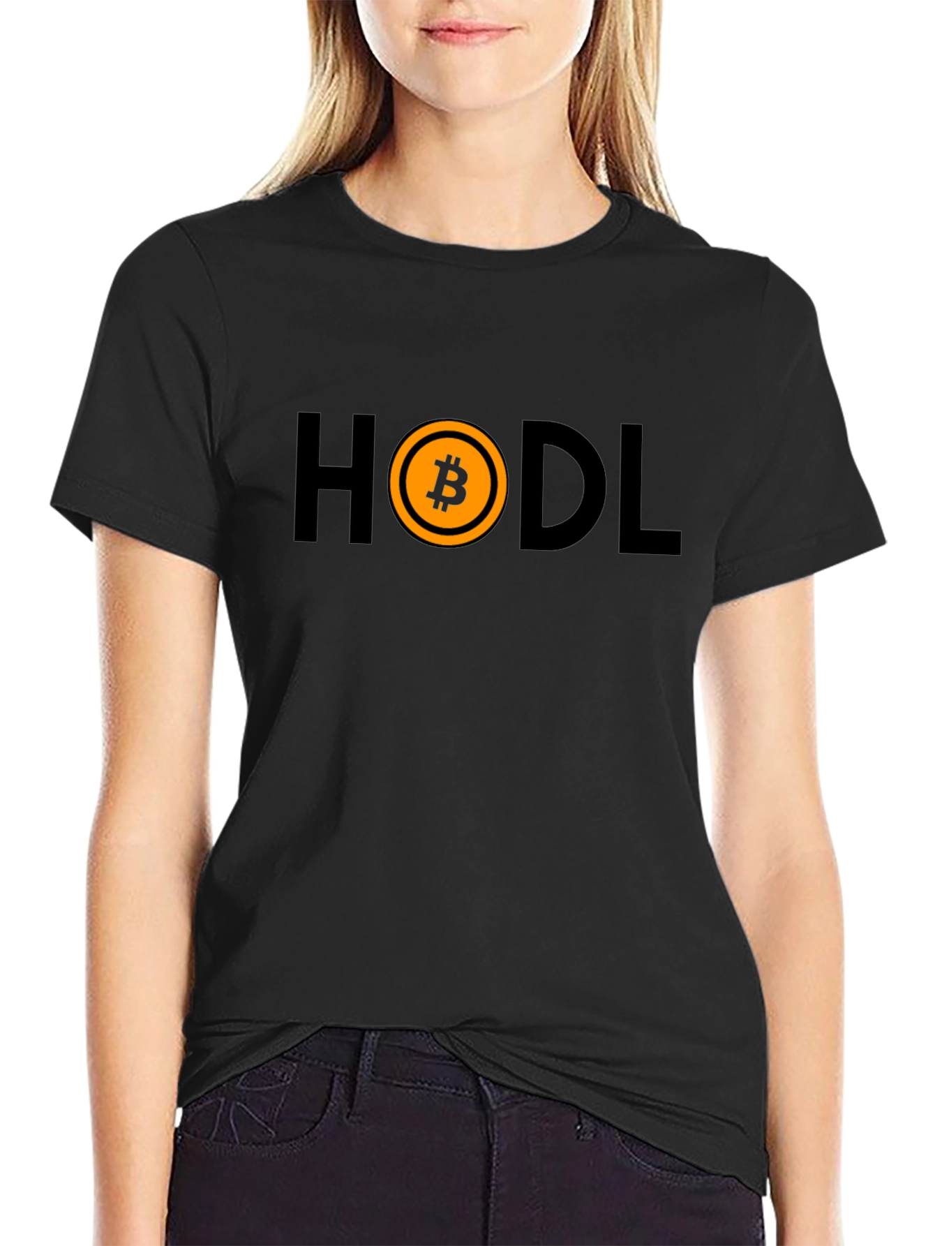HODL Bitcoin Black T-Shirt Cryptocurrency Design