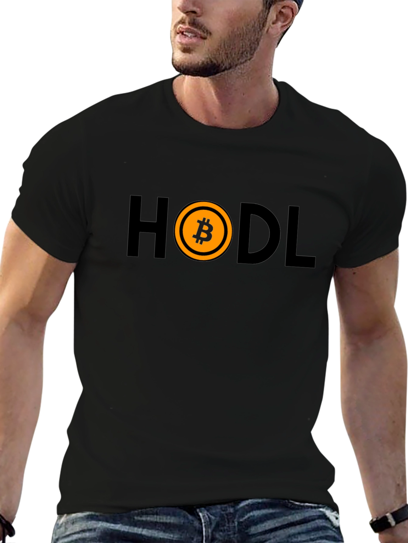 HODL Bitcoin Black T-Shirt Cryptocurrency Design