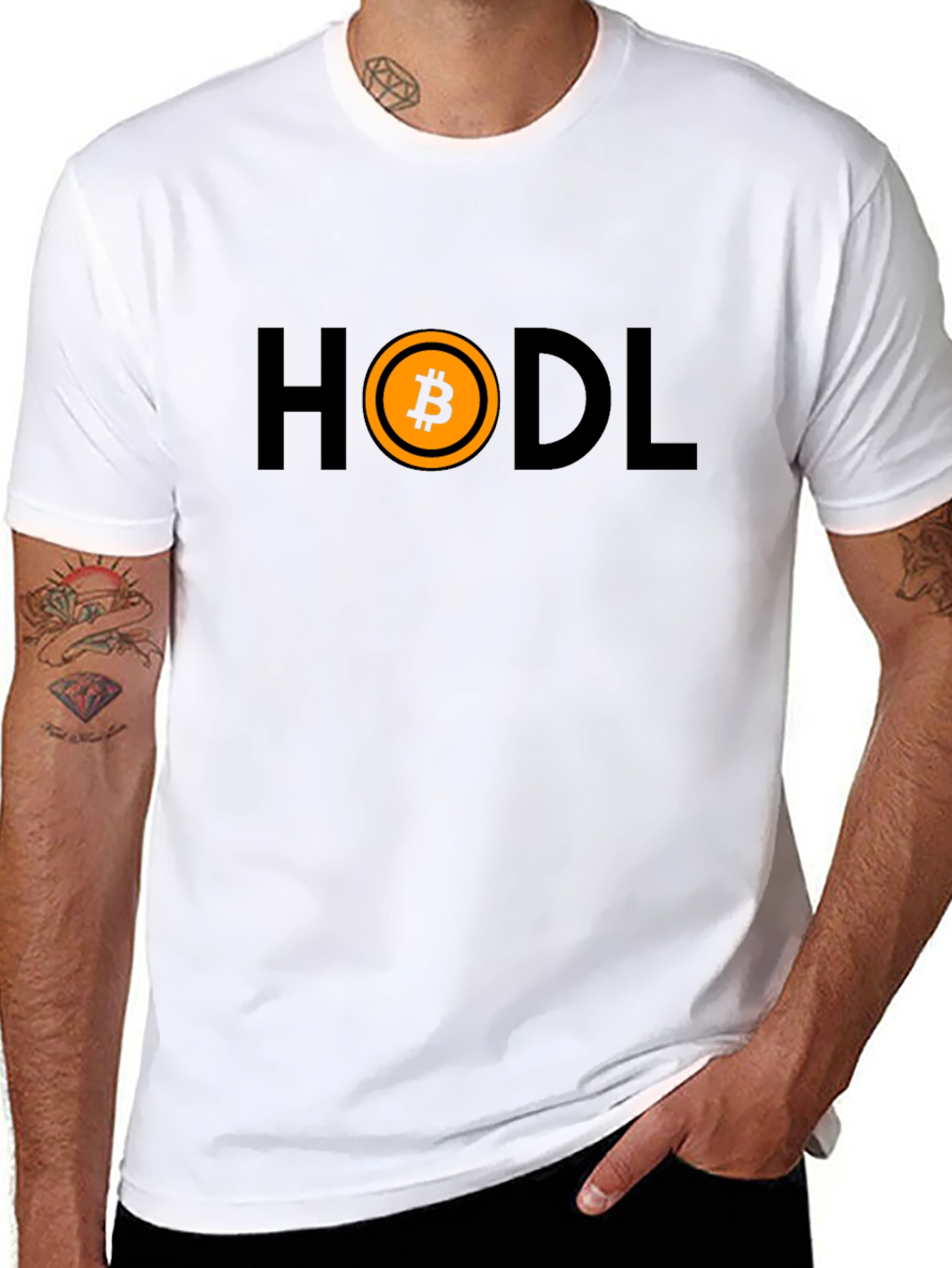 HODL Bitcoin Black T-Shirt Cryptocurrency Design