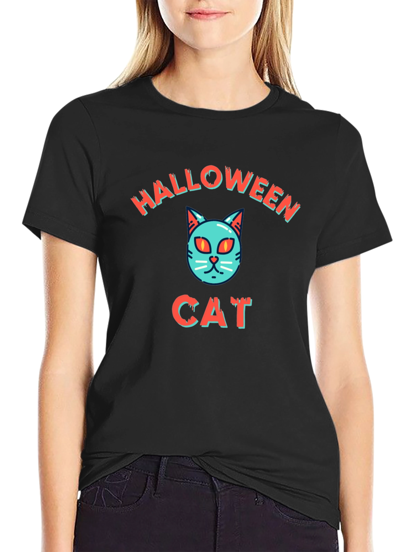 Halloween Cat T-Shirt - Spooky Season Style