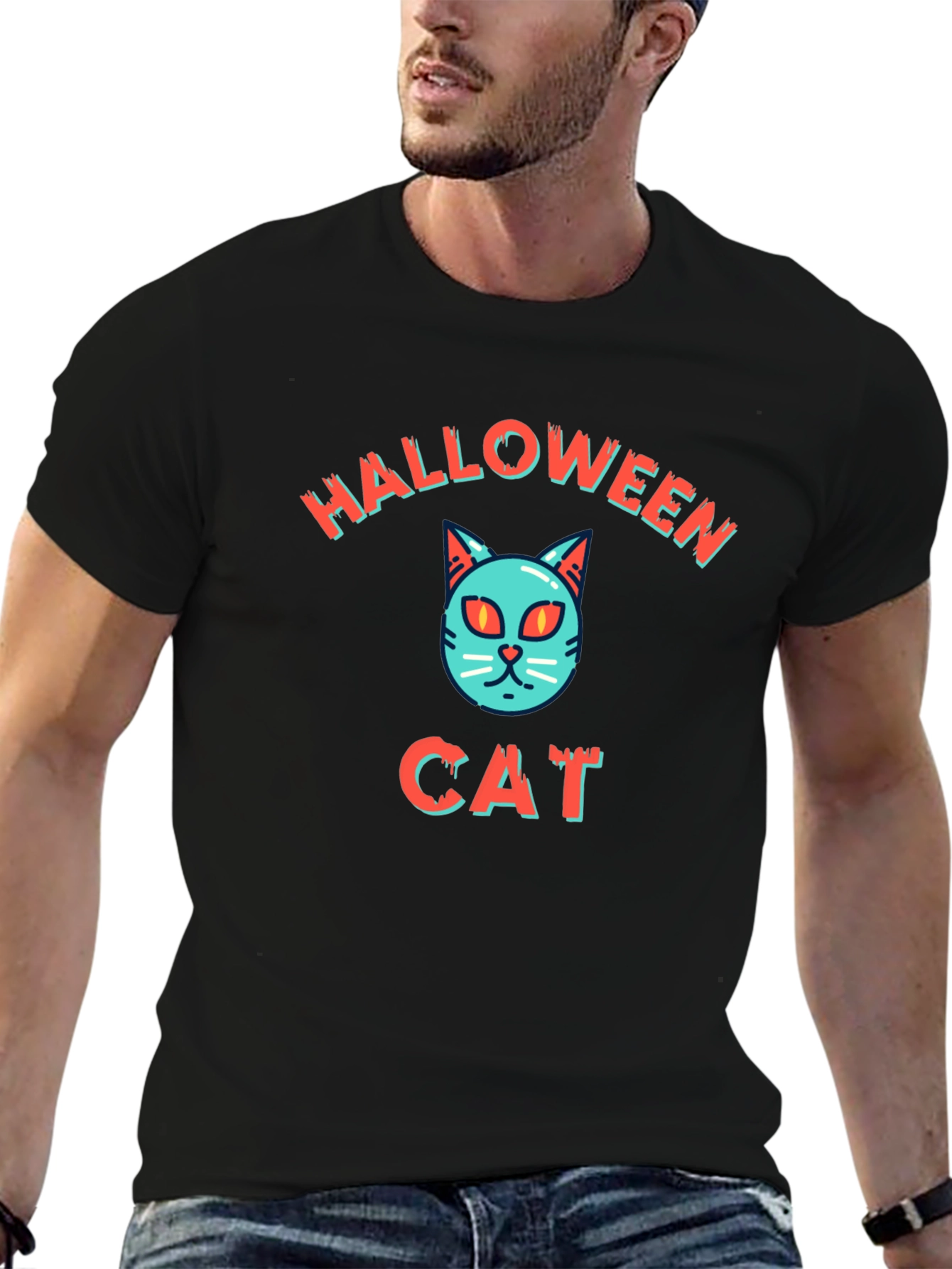 Halloween Cat T-Shirt - Spooky Season Style