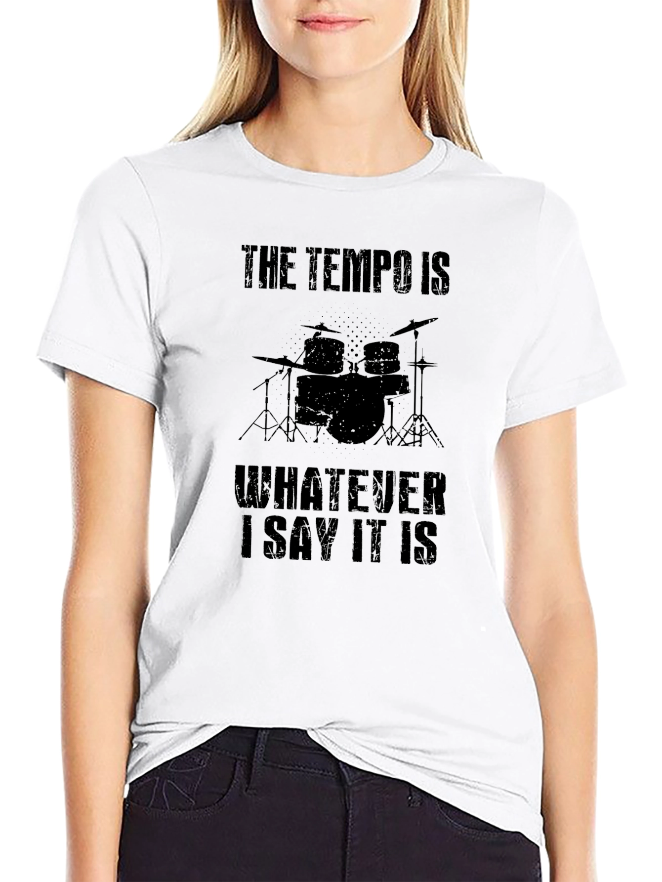 Tempo Drummer Black T-Shirt - Funny Musician Tee