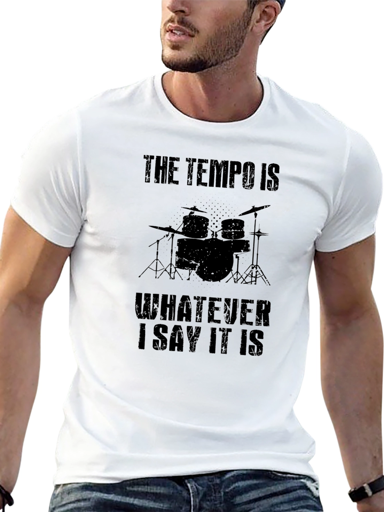 Tempo Drummer Black T-Shirt - Funny Musician Tee