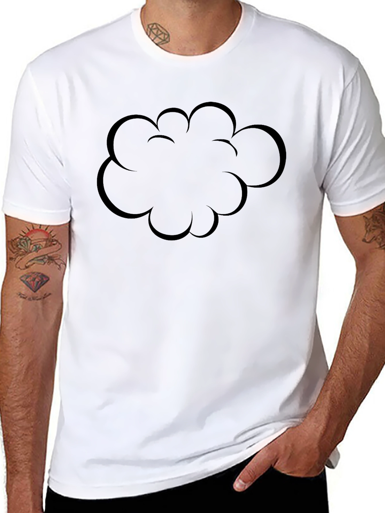 Cartoon Cloud Graphic Black T-Shirt
