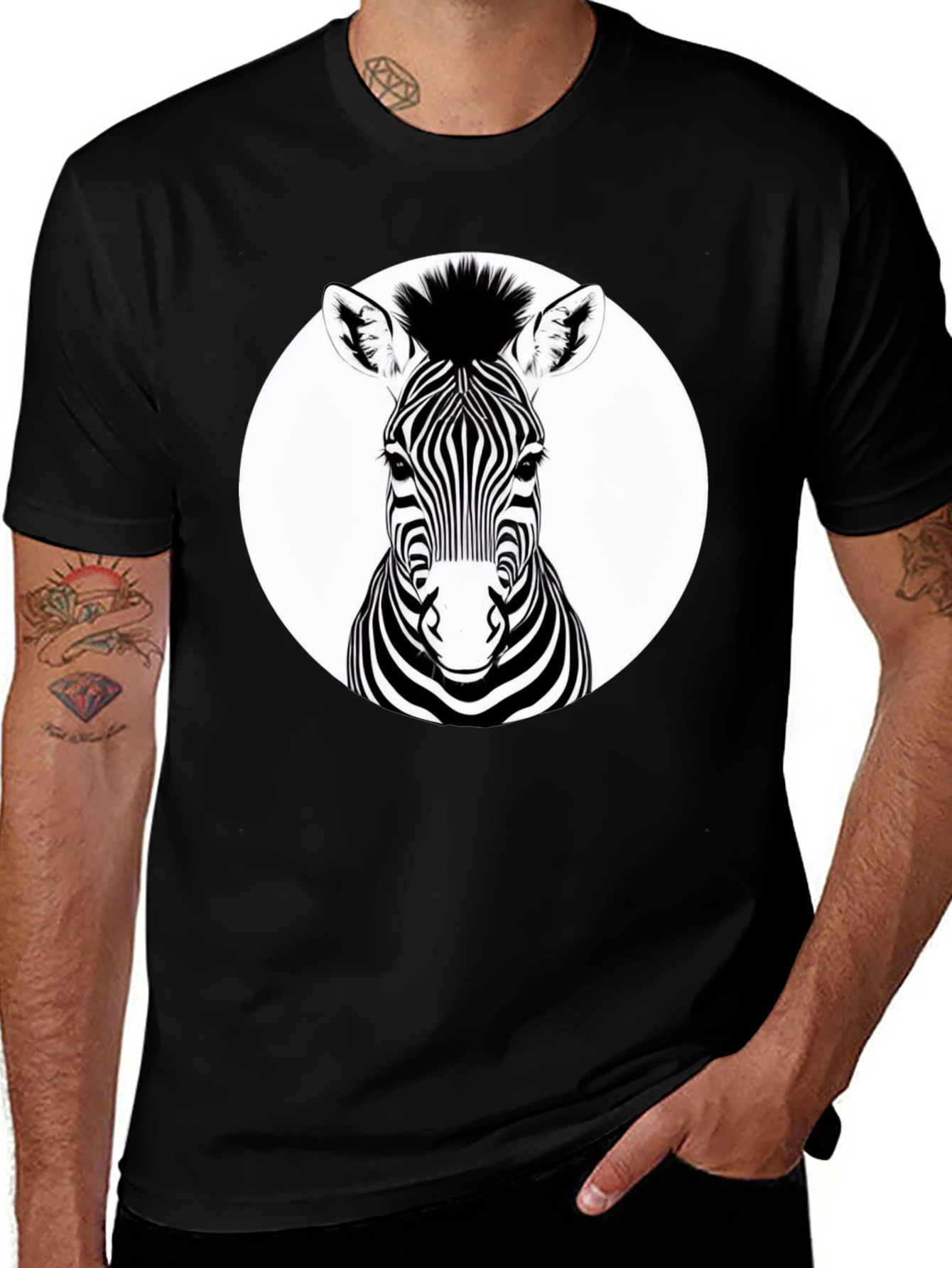 Zebra Graphic Tee - Black Animal Print T-Shirt