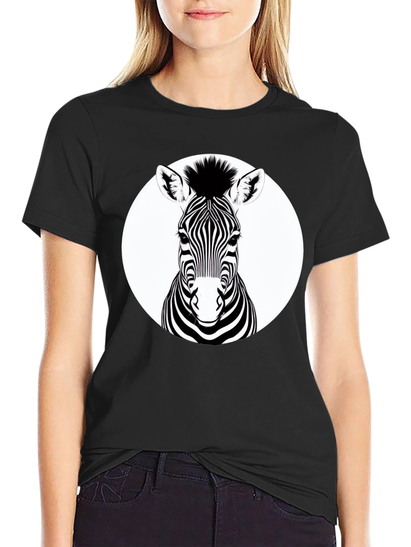 Zebra Graphic Tee - Black Animal Print T-Shirt