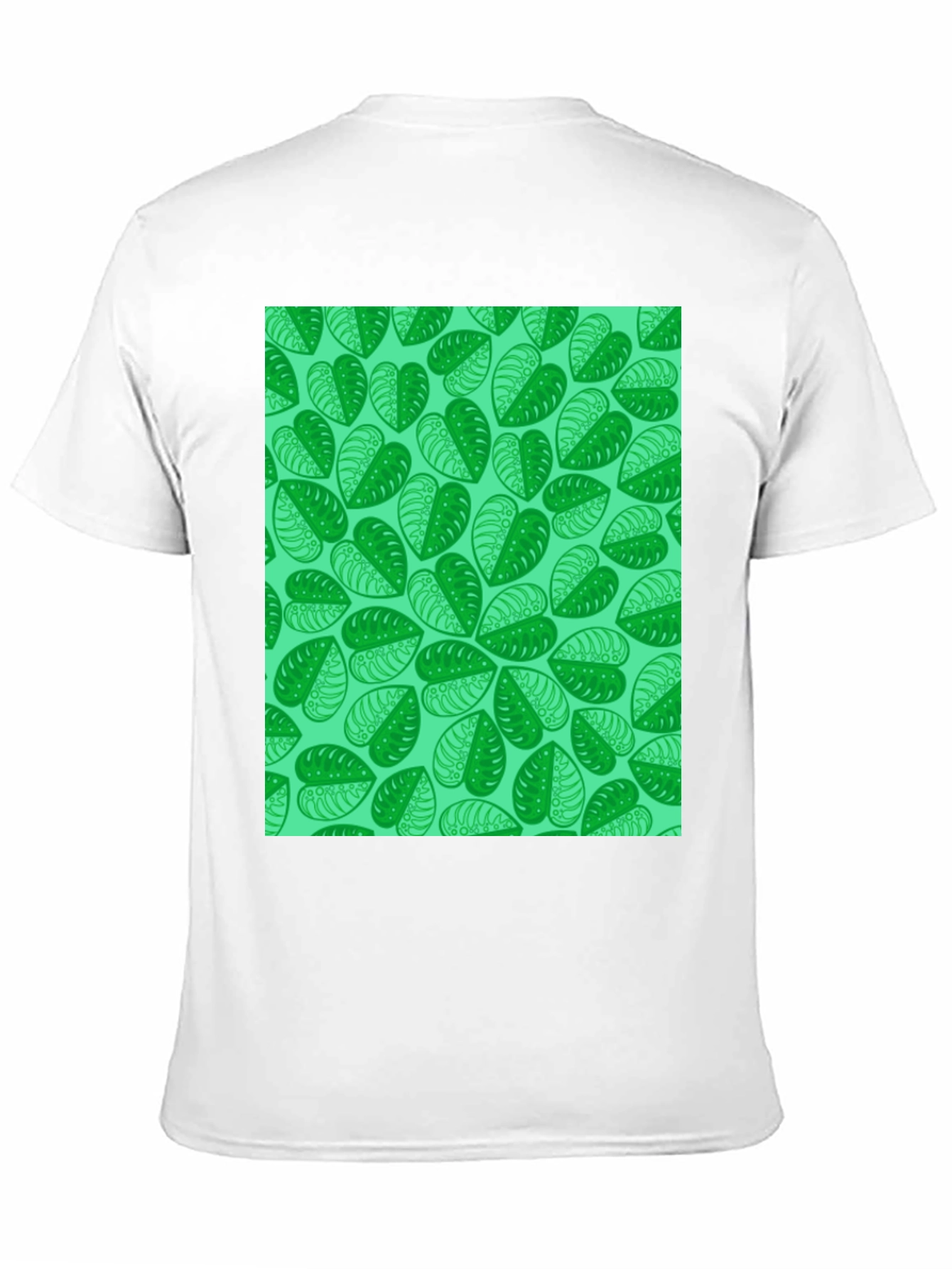 Green Leaf Print Black T-Shirt