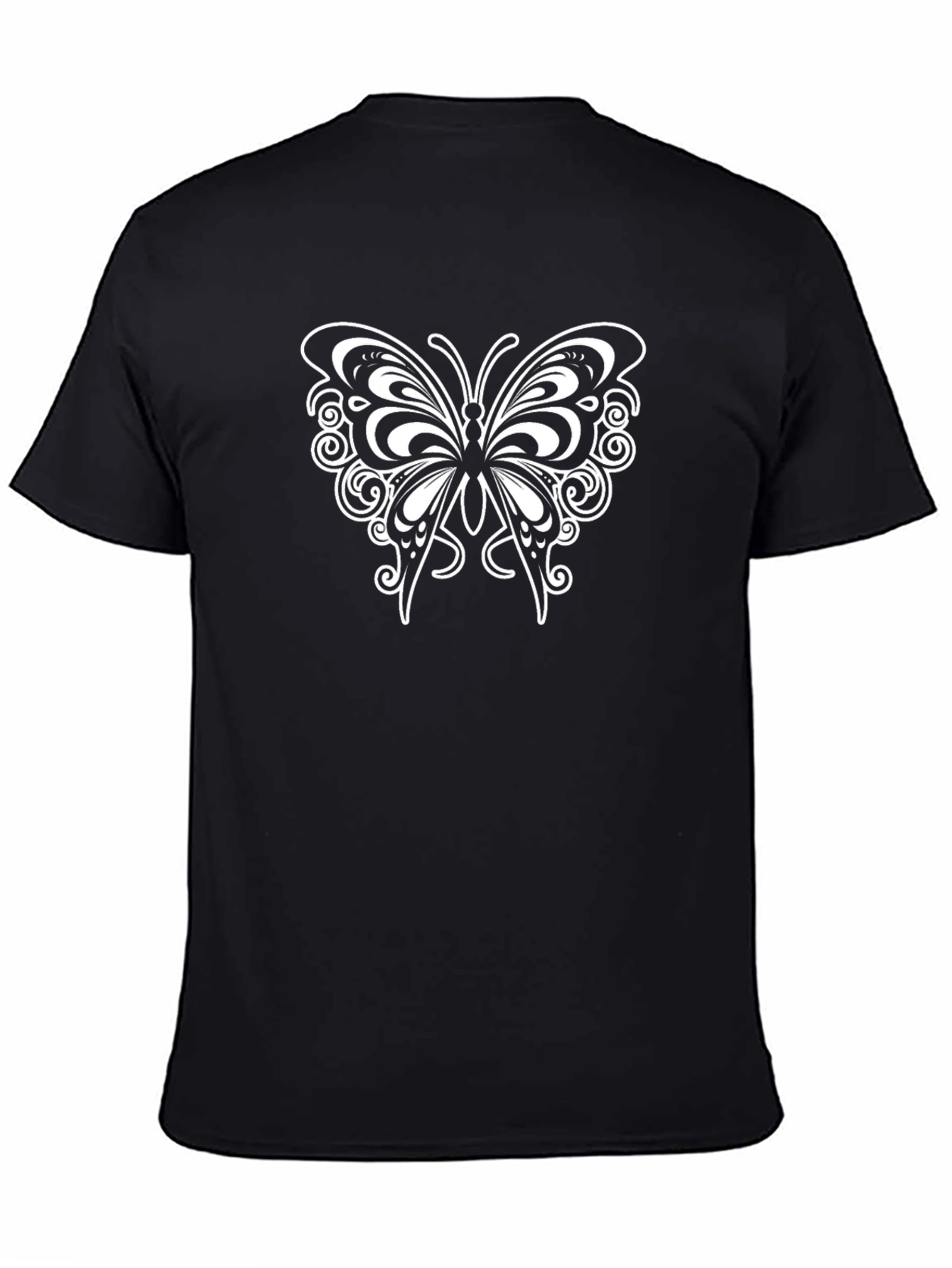 Black T-Shirt with Butterfly Graphic
