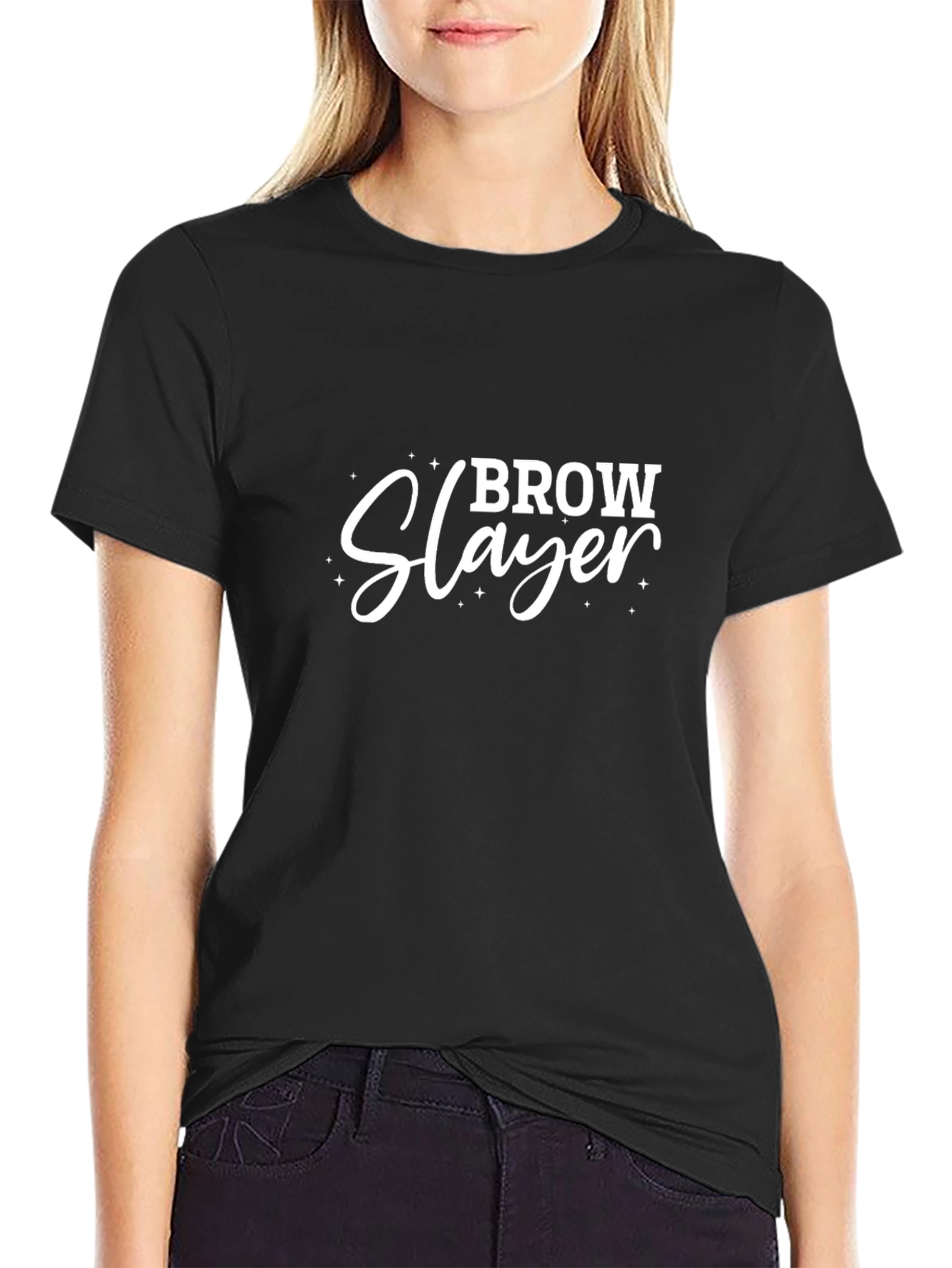Brow Slayer Graphic Tee - Unisex Black Cotton T-Shirt