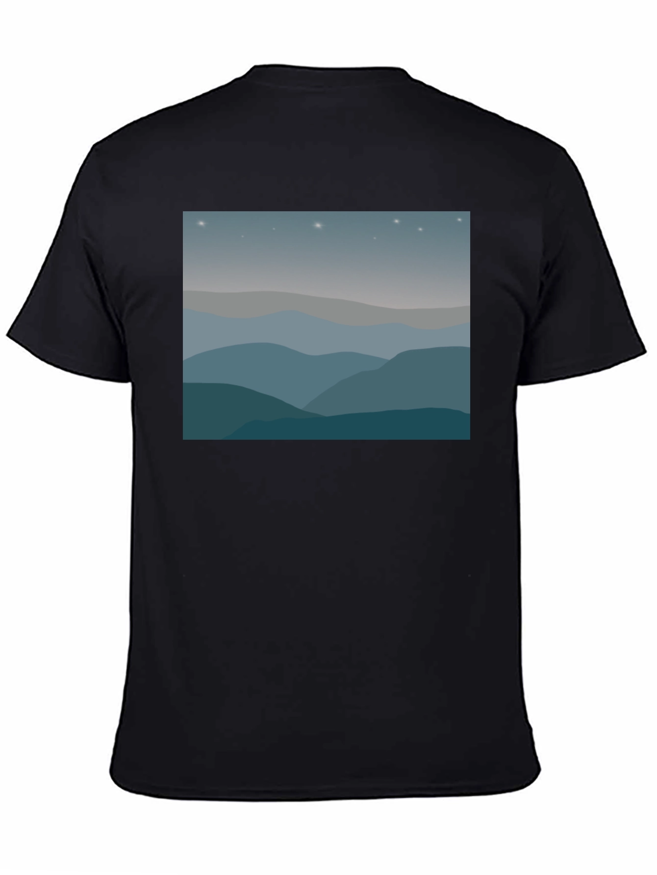 Starry Mountainscape Graphic Tee - Black