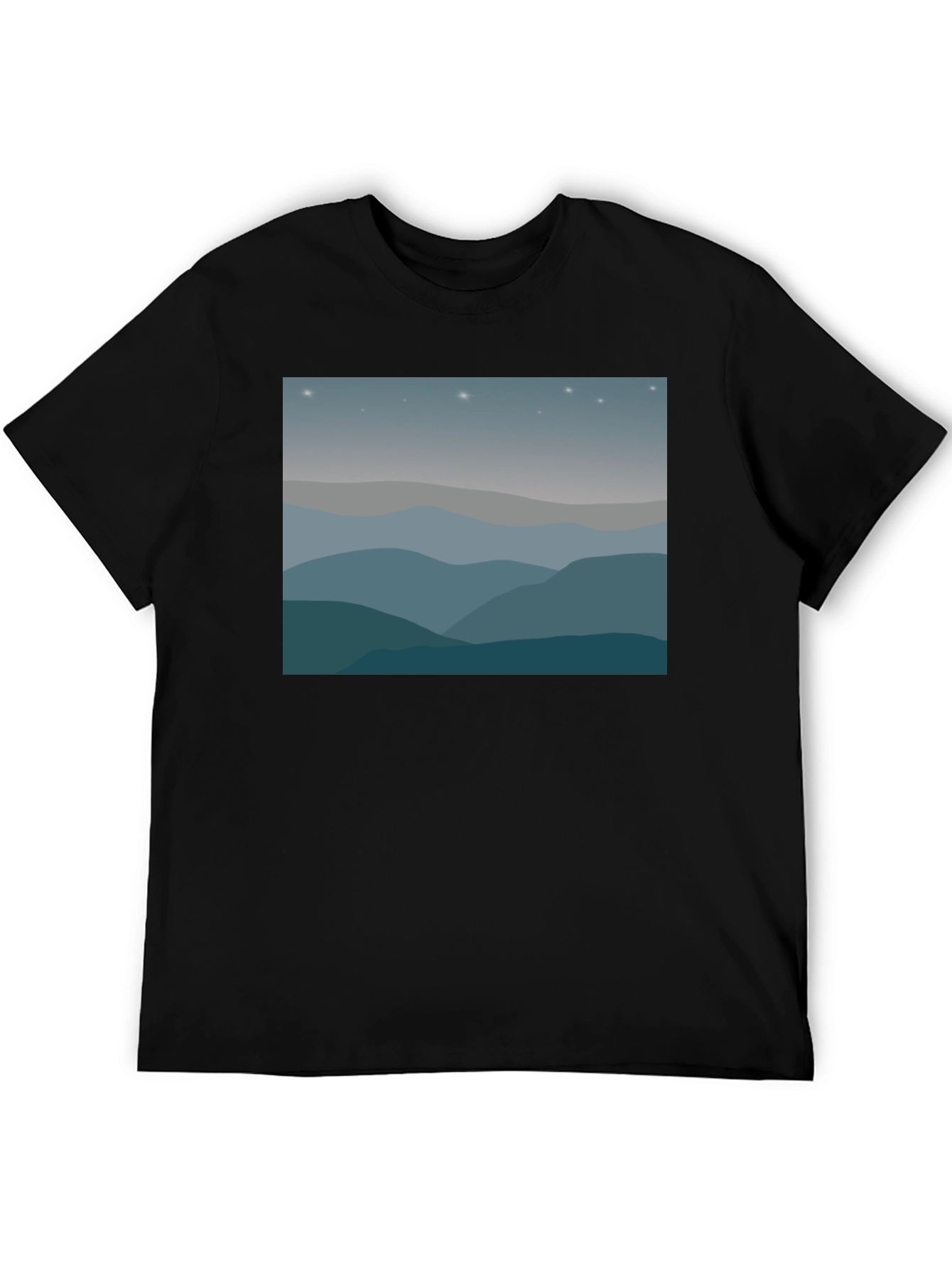 Starry Mountainscape Graphic Tee - Black