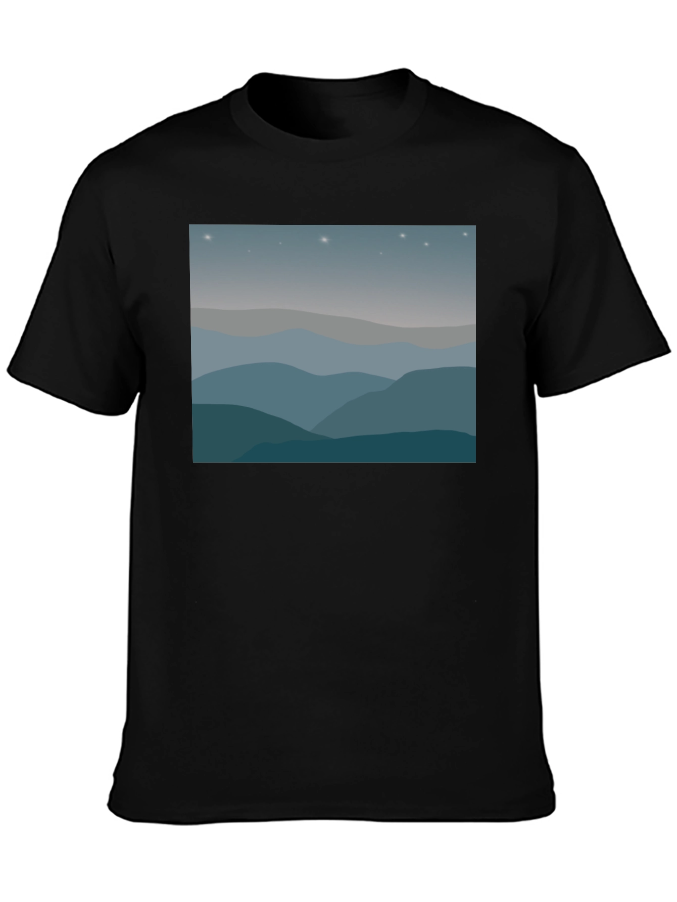 Starry Mountainscape Graphic Tee - Black
