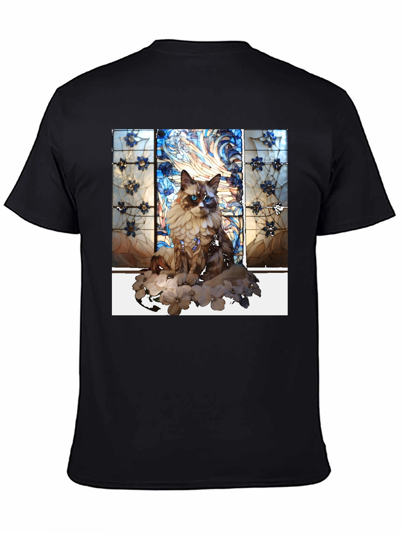 Cat Stained Glass Graphic Tee - Unique Design