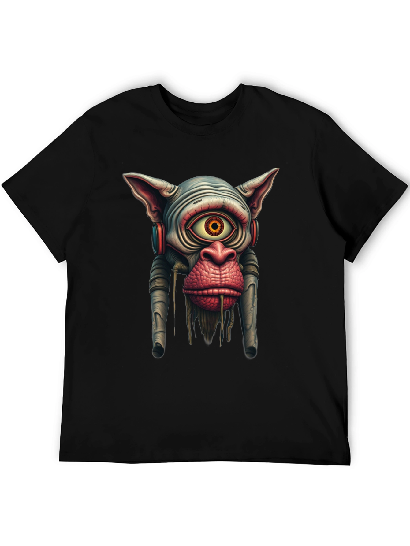Surreal Alien Monkey Graphic Black T-Shirt
