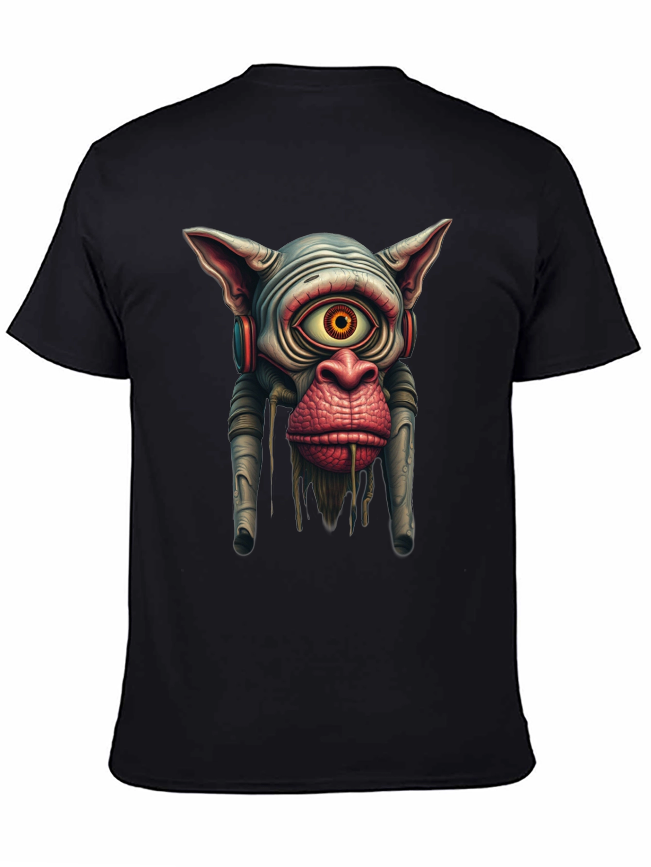 Surreal Alien Monkey Graphic Black T-Shirt