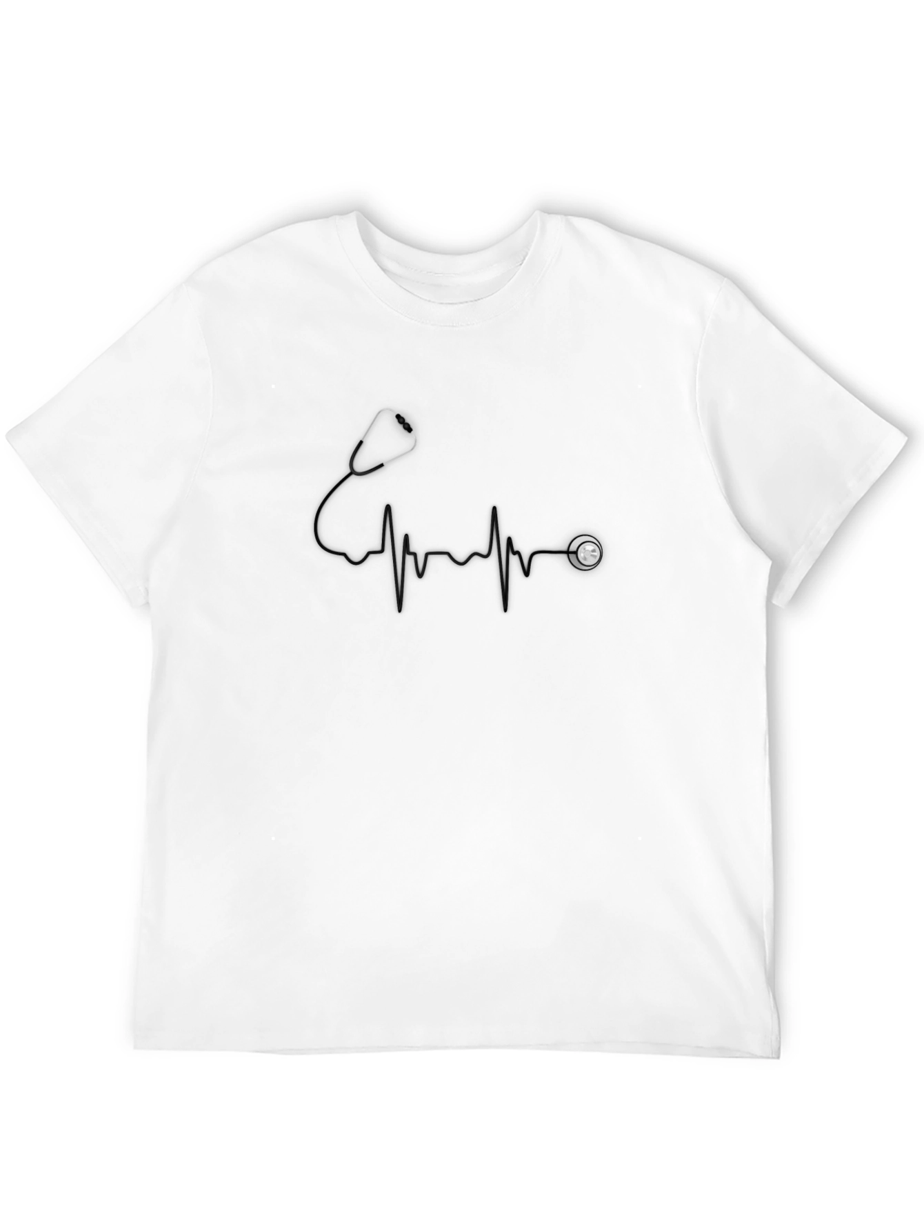 Stethoscope Heartbeat Graphic Tee - Black