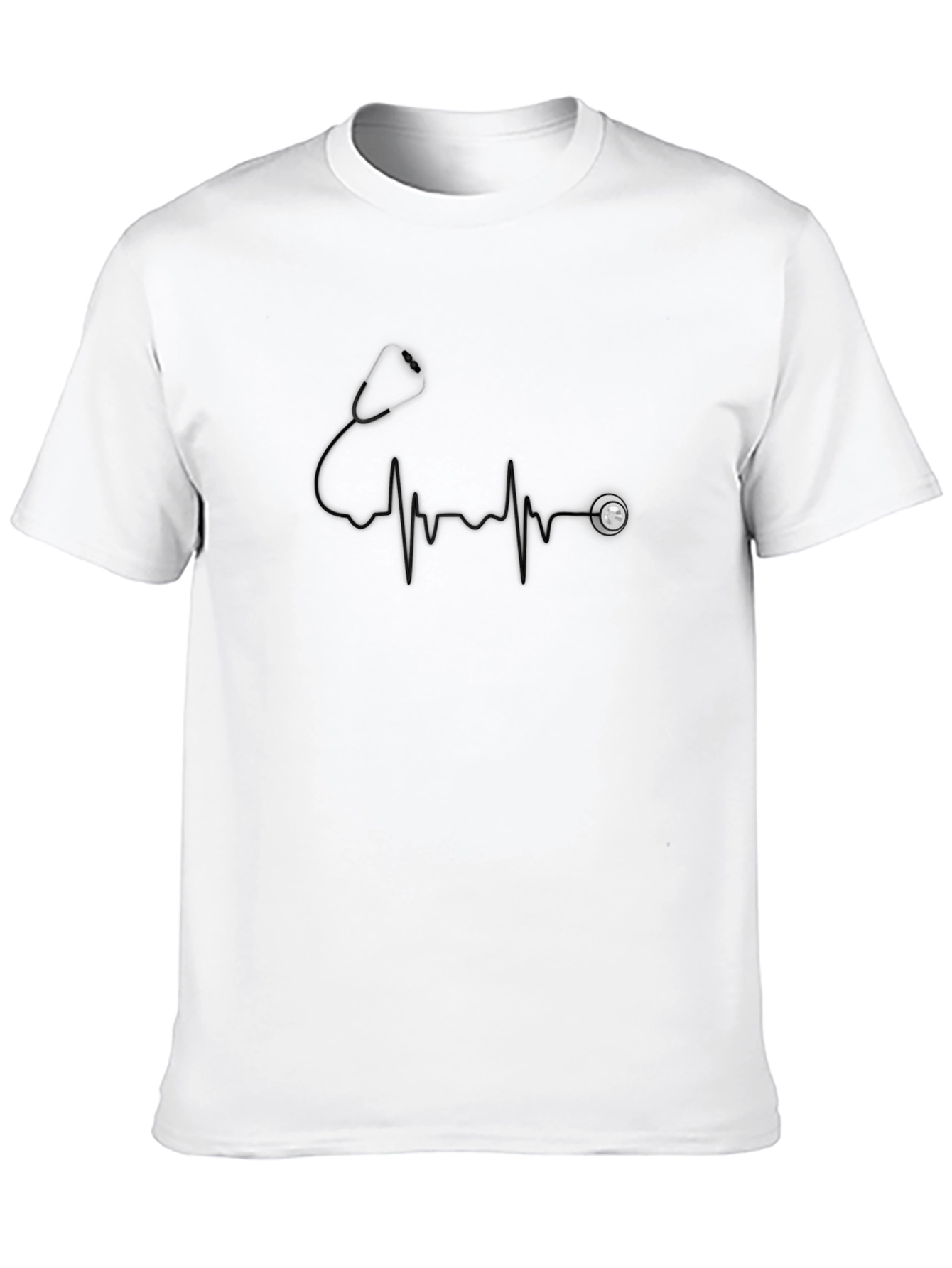 Stethoscope Heartbeat Graphic Tee - Black