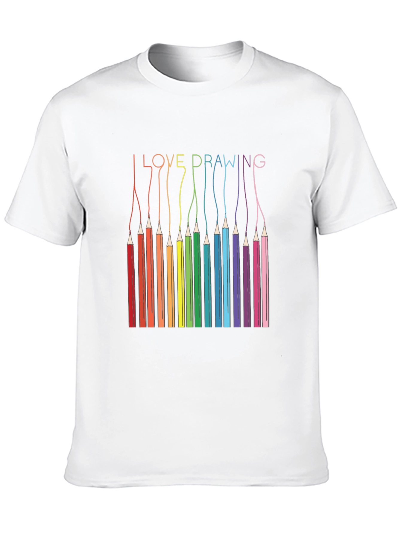 I Love Drawing T-Shirt - Rainbow Pencils