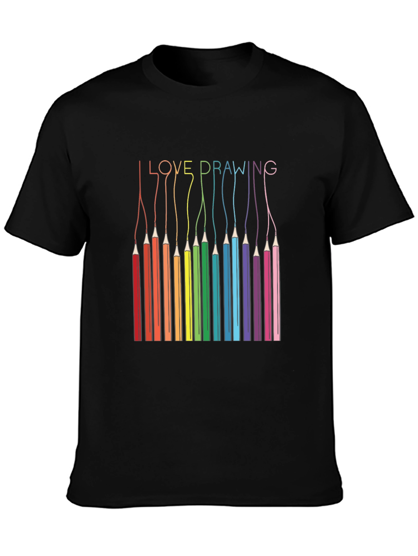 I Love Drawing T-Shirt - Rainbow Pencils