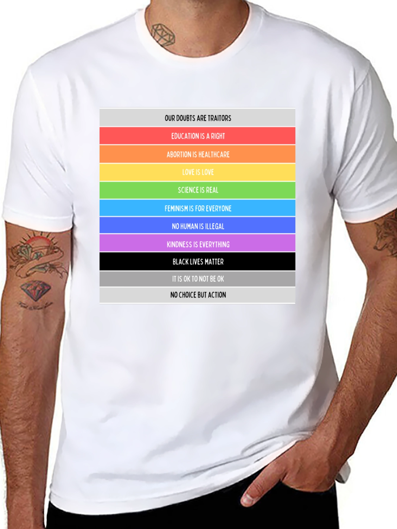 Equality & Love T-Shirt: Rainbow Pride Message Tee