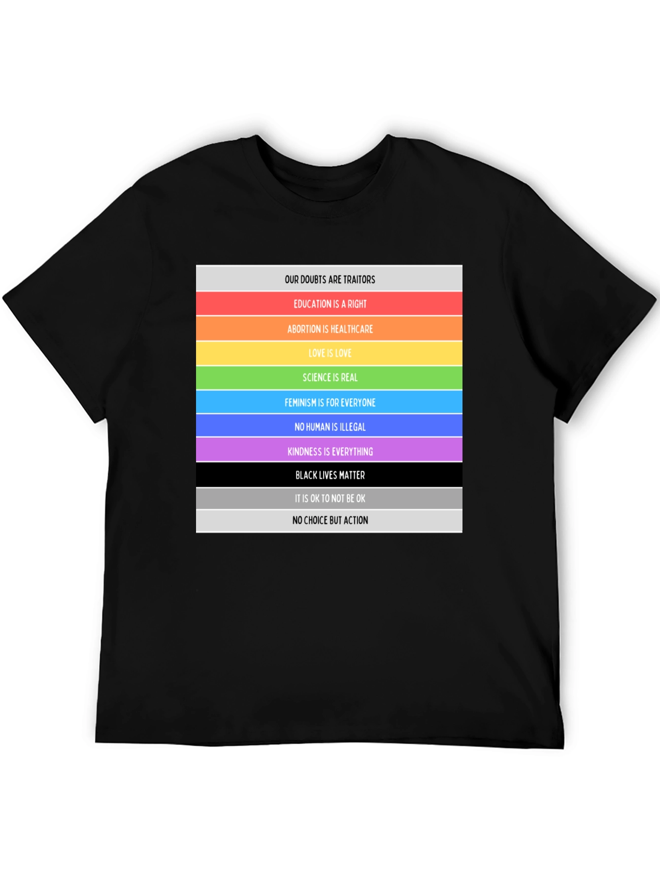 Equality & Love T-Shirt: Rainbow Pride Message Tee