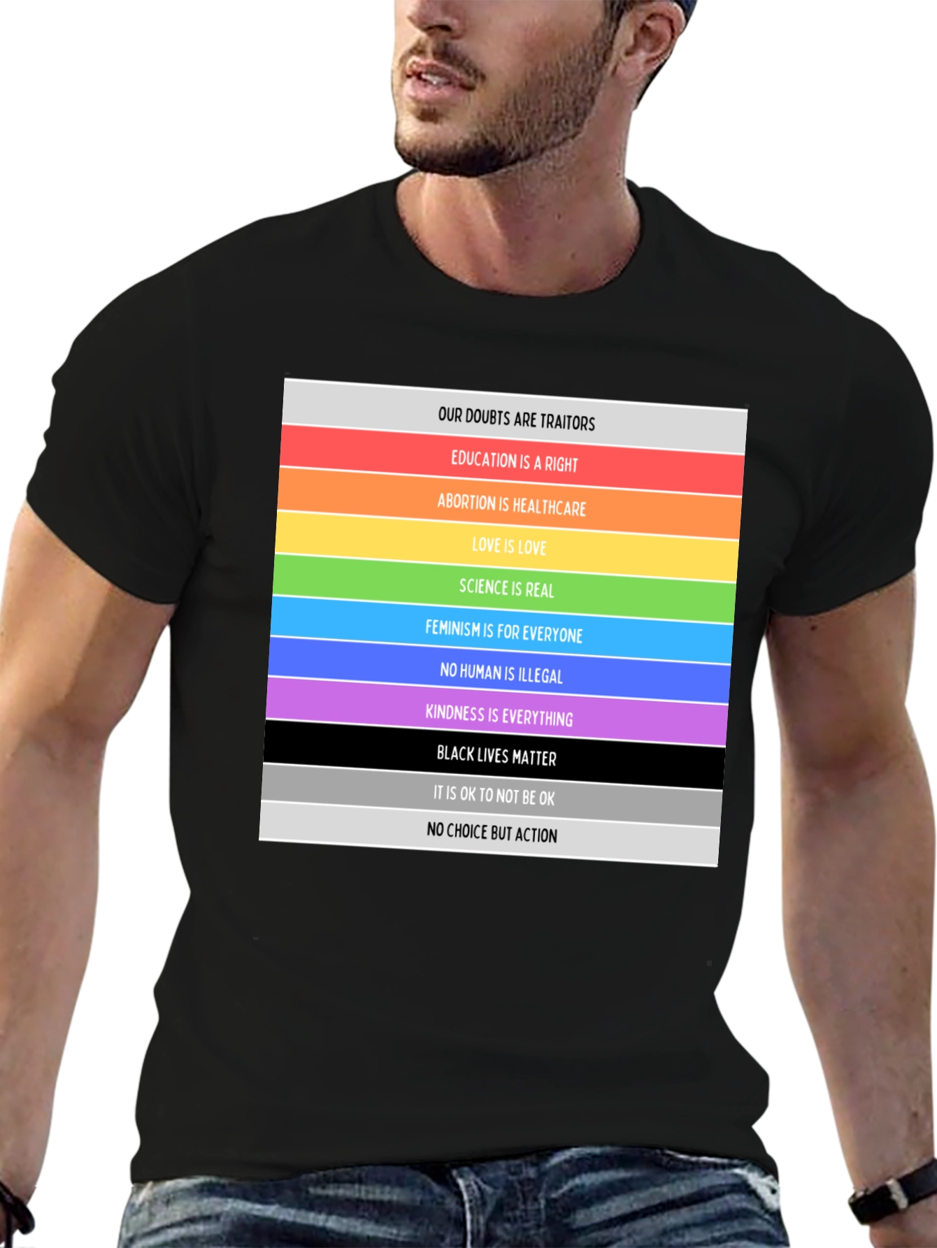 Equality & Love T-Shirt: Rainbow Pride Message Tee