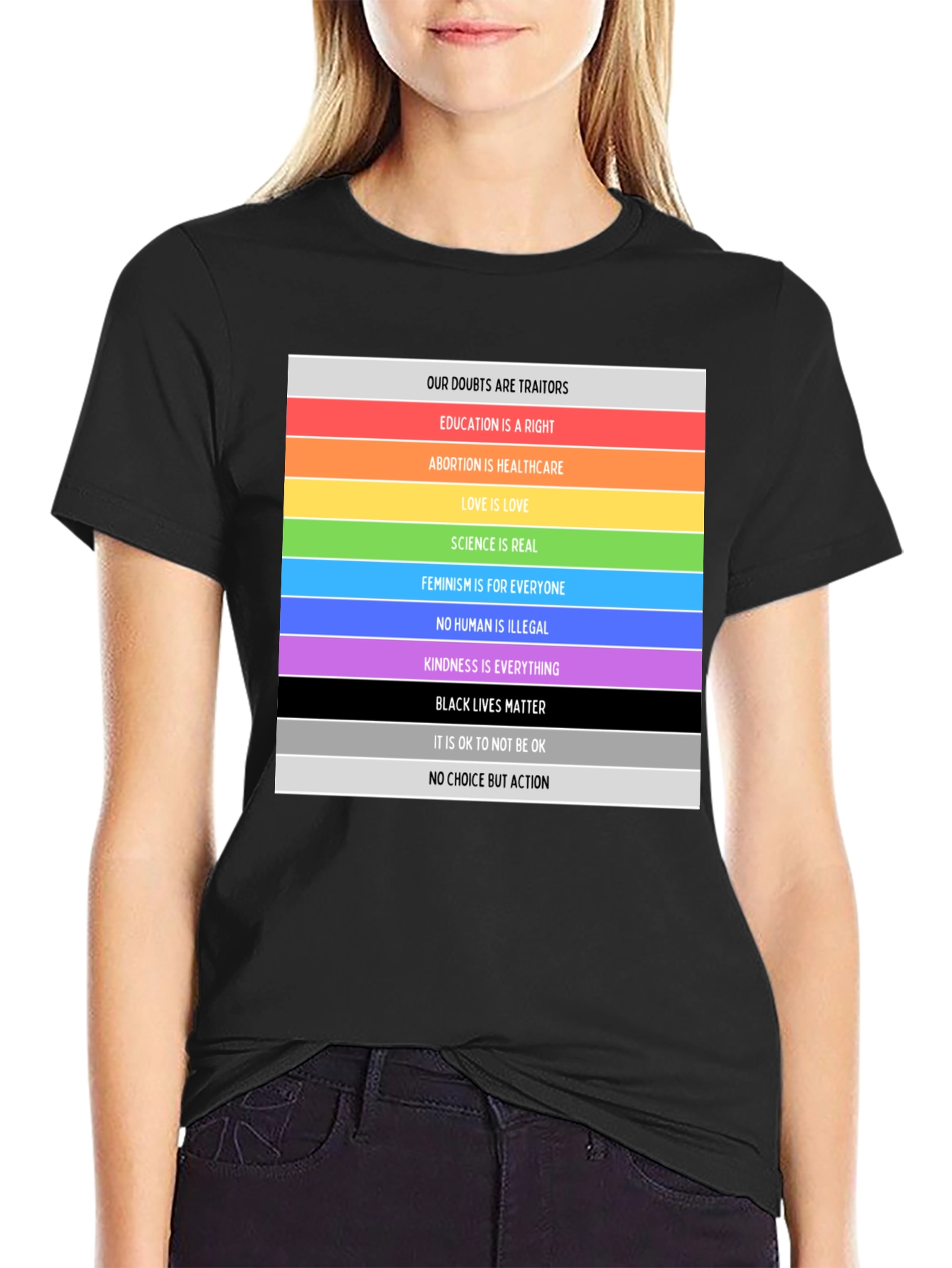 Equality & Love T-Shirt: Rainbow Pride Message Tee