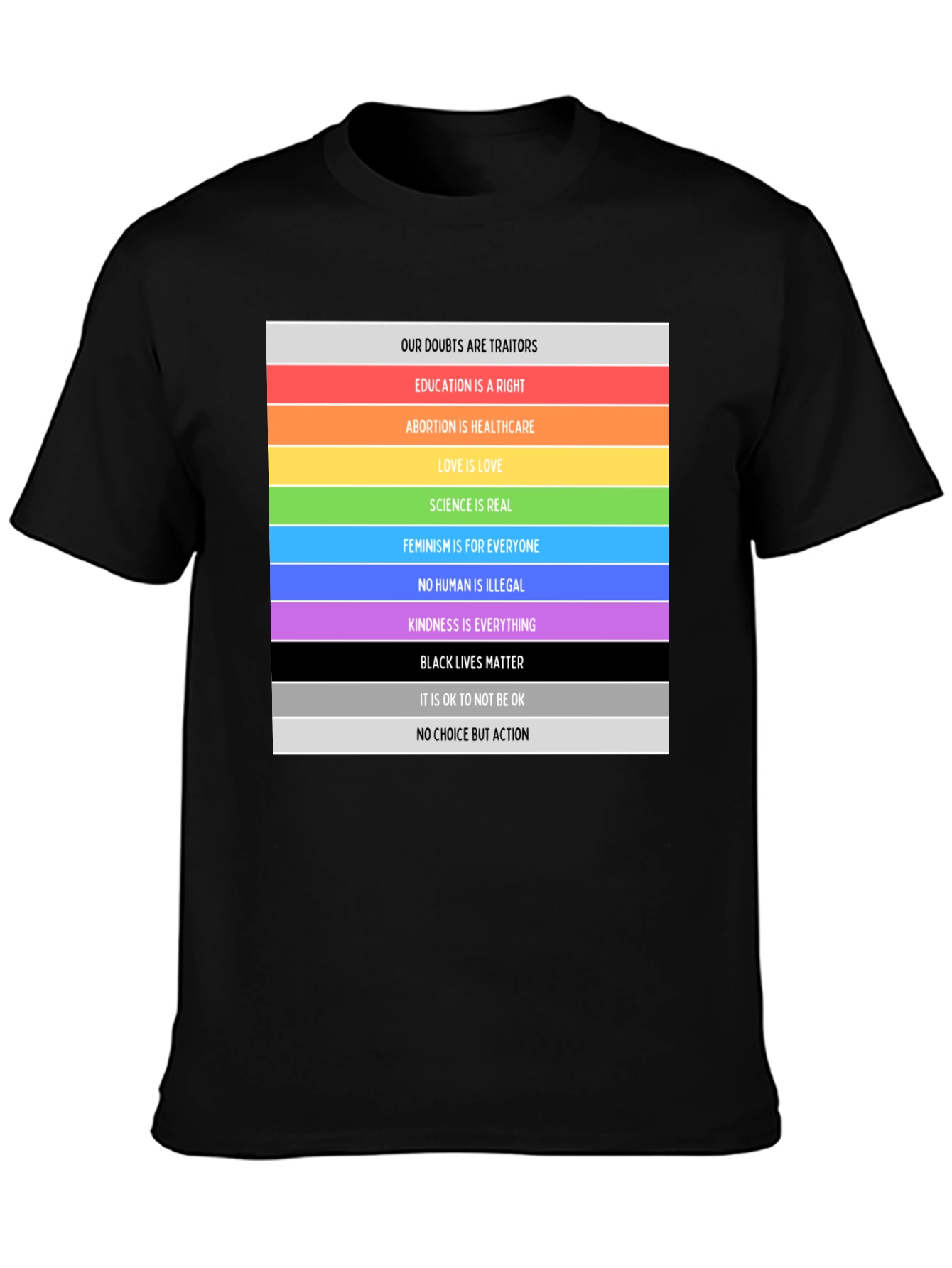 Equality & Love T-Shirt: Rainbow Pride Message Tee