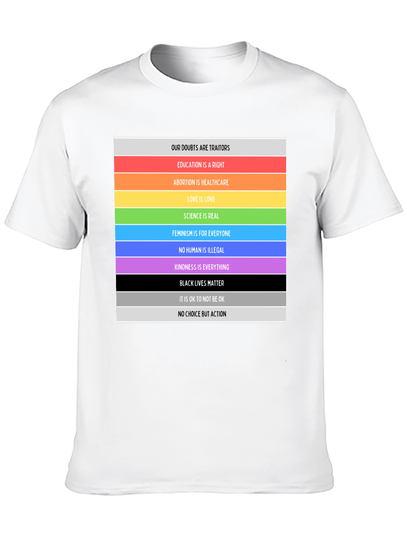 Equality & Love T-Shirt: Rainbow Pride Message Tee