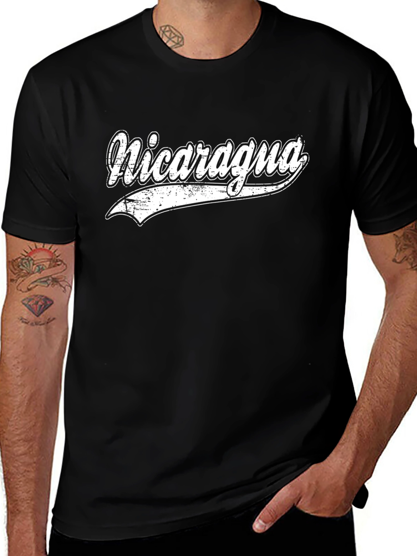 Nicaragua Graphic Tee - Retro Style Black T-Shirt