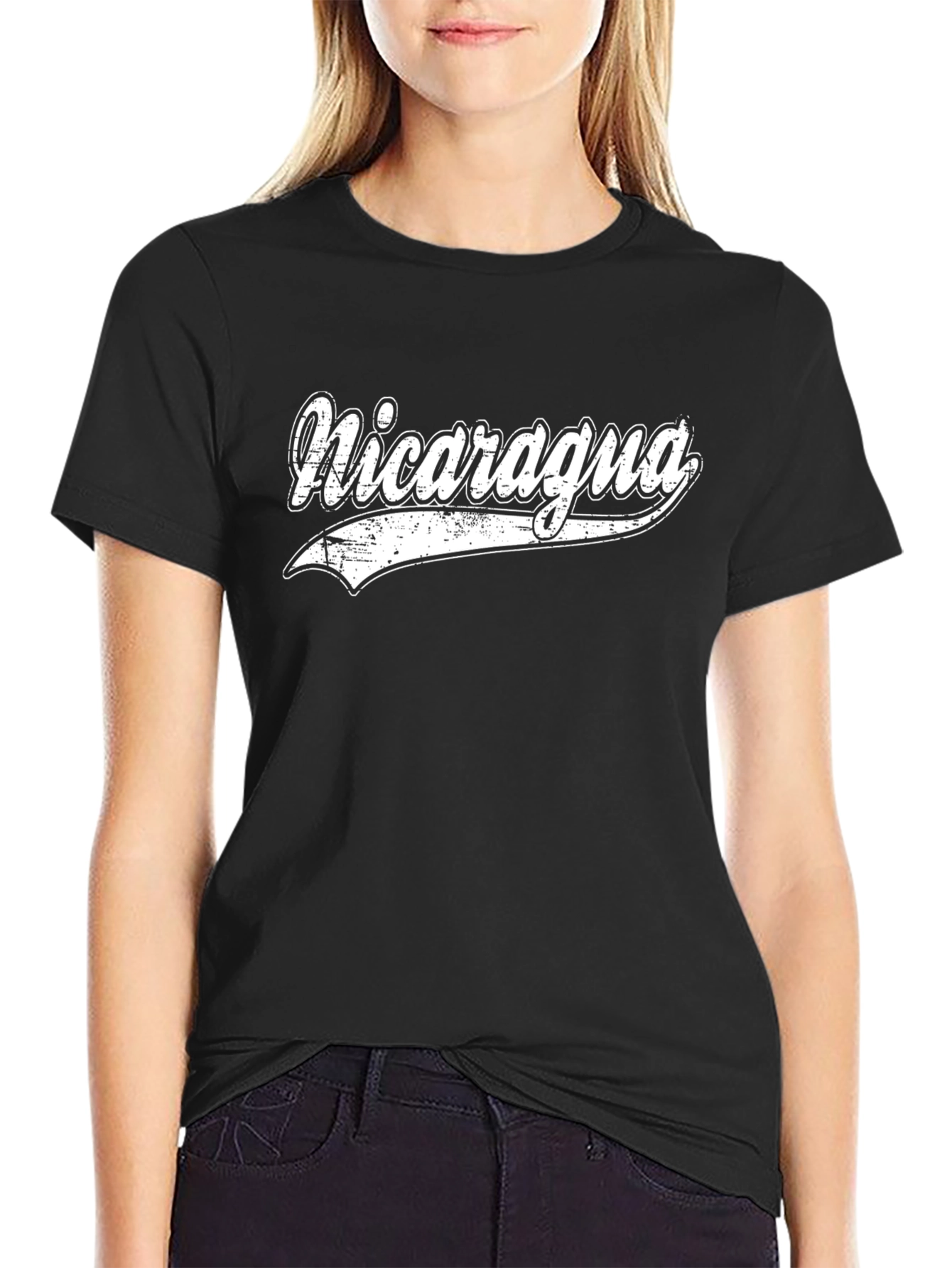 Nicaragua Graphic Tee - Retro Style Black T-Shirt
