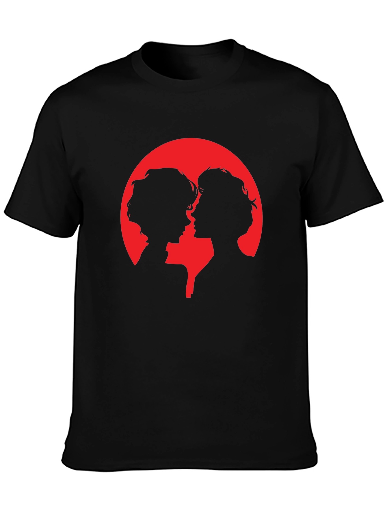 Silhouette Couple Graphic Tee - Black
