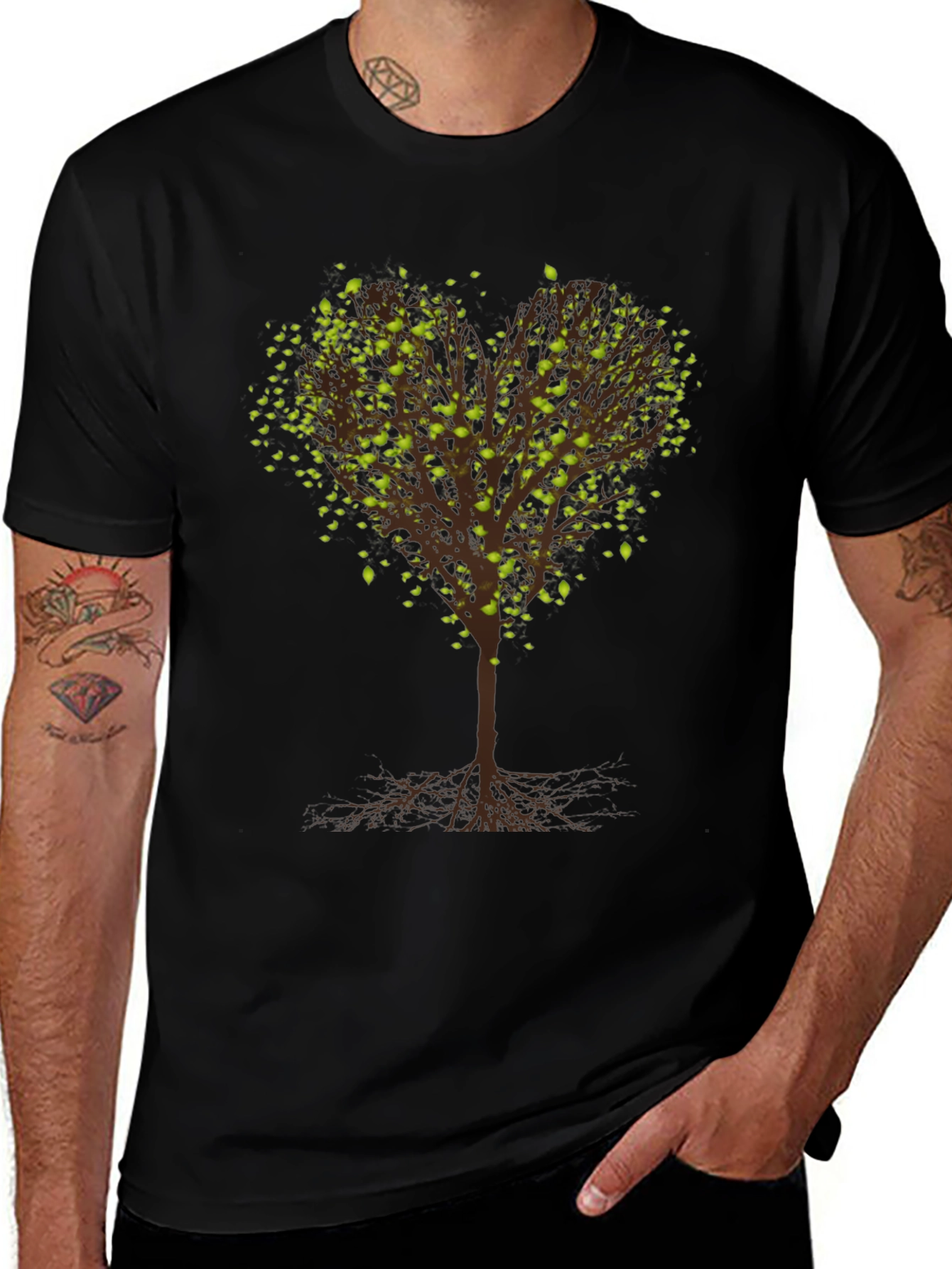 Heart Tree Graphic Tee - Nature Lovers Black T-Shirt