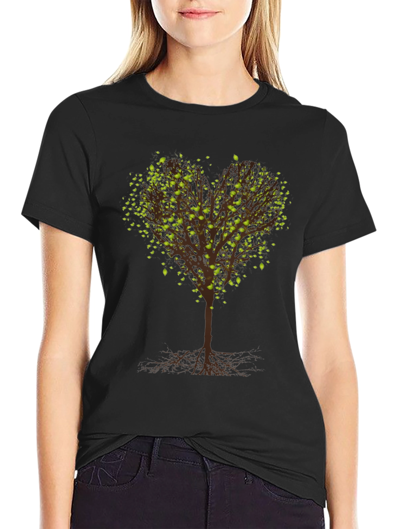 Heart Tree Graphic Tee - Nature Lovers Black T-Shirt