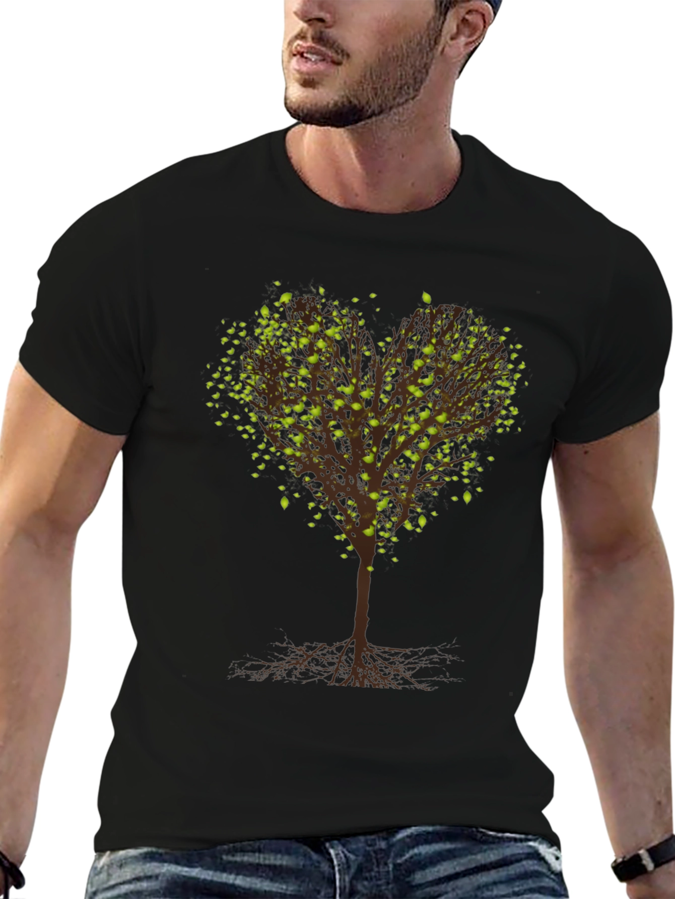Heart Tree Graphic Tee - Nature Lovers Black T-Shirt