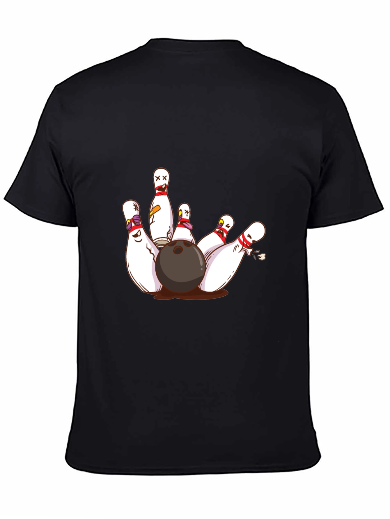 Bowling Strike Graphic Tee - Funny Cartoon Pins