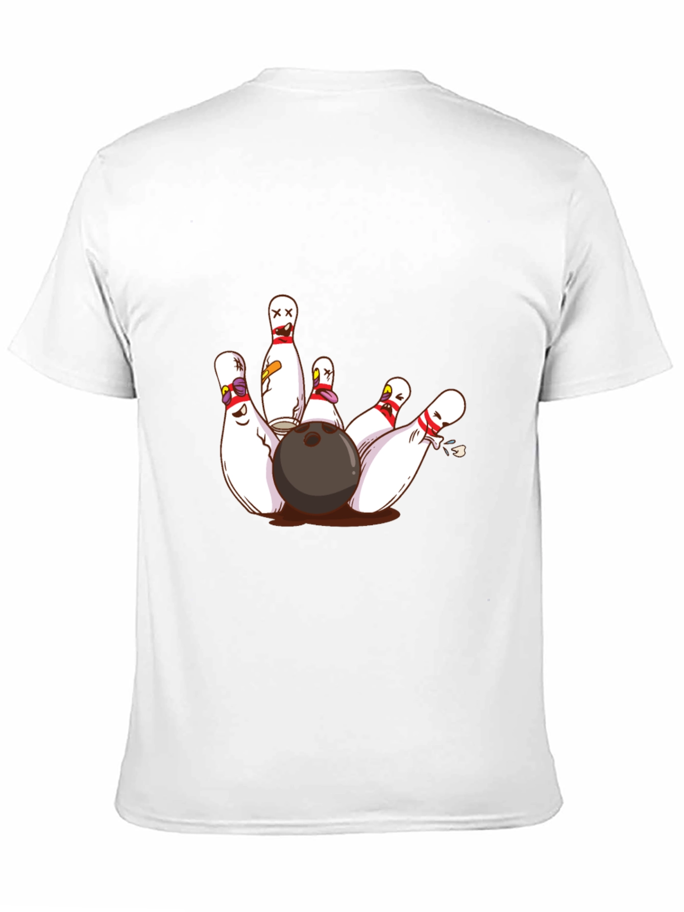 Bowling Strike Graphic Tee - Funny Cartoon Pins
