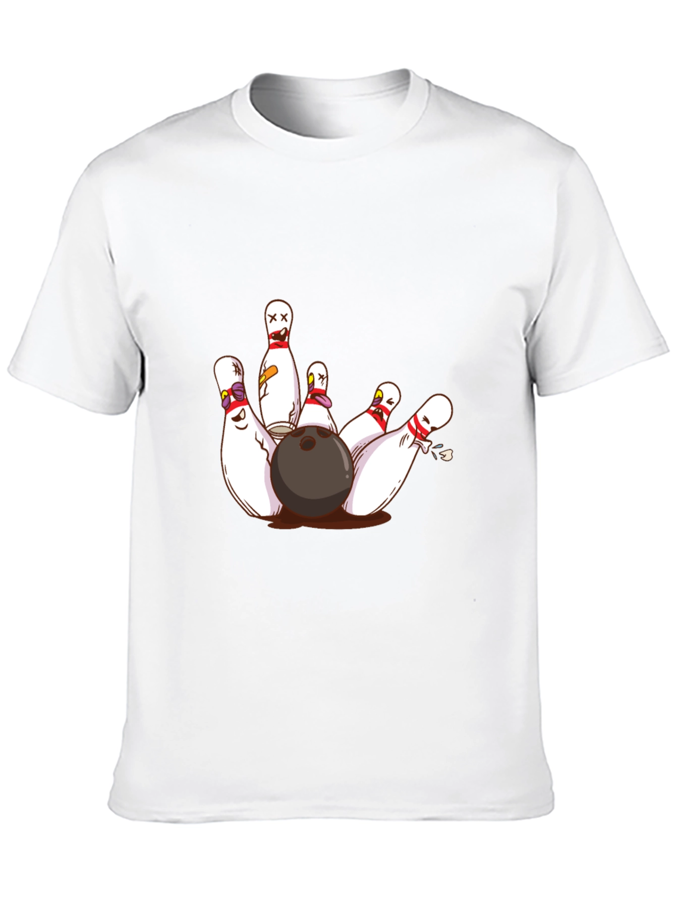 Bowling Strike Graphic Tee - Funny Cartoon Pins