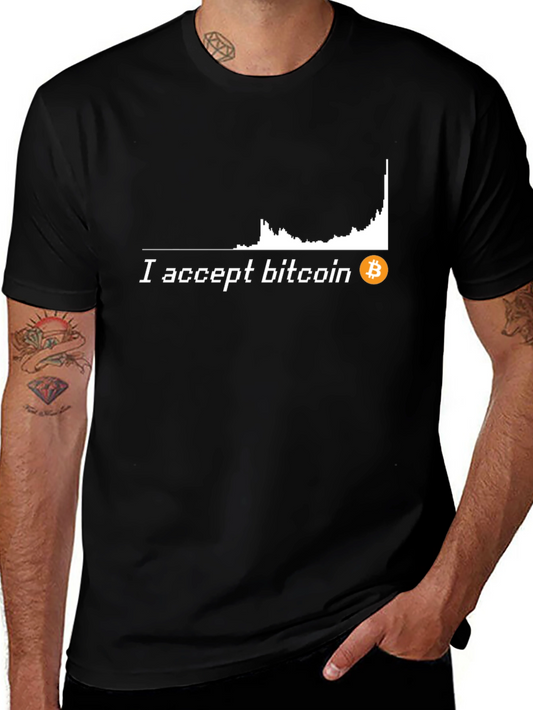 I Accept Bitcoin Black T-Shirt Crypto Currency