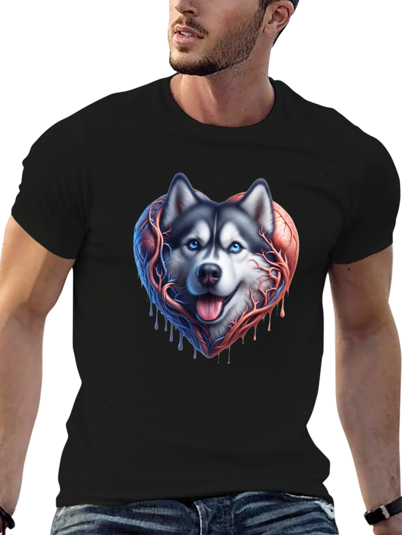 Husky Heart T-Shirt - Stylish Canine Love Tee