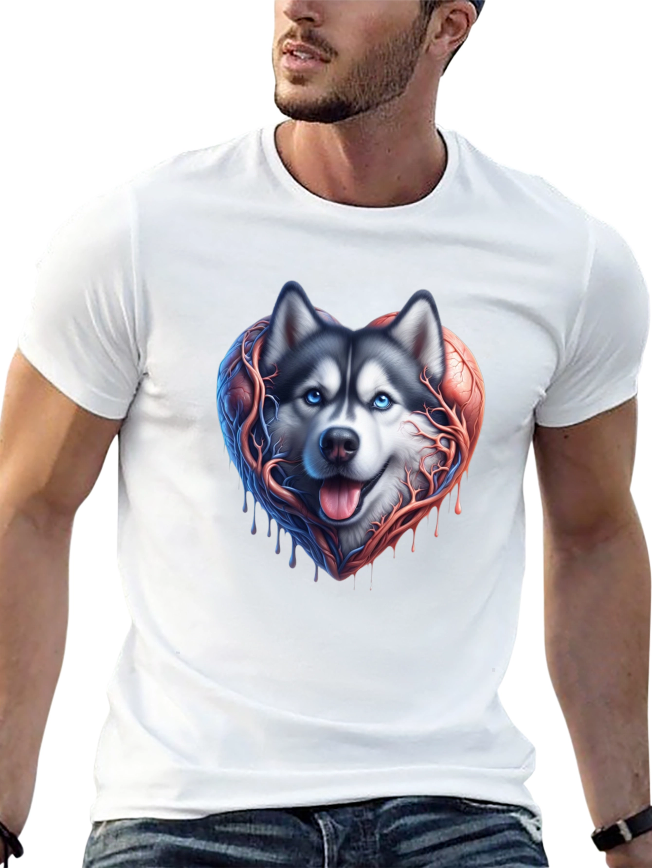 Husky Heart T-Shirt - Stylish Canine Love Tee