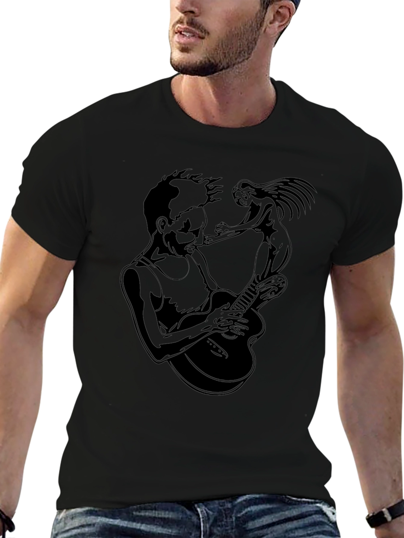 Guitar Player & Muse Graphic T-Shirt - Black