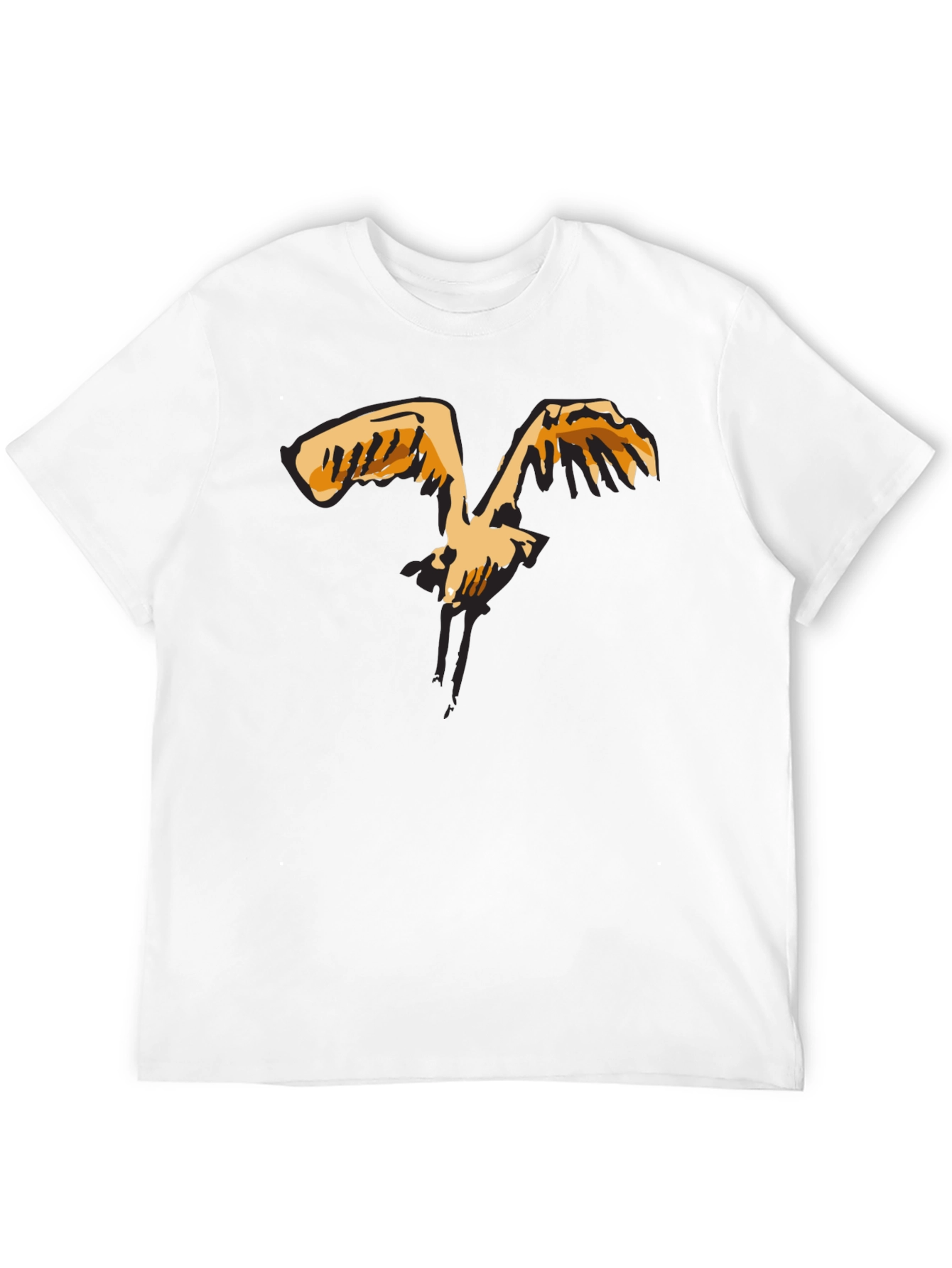 Black T-Shirt with Abstract Bird Print