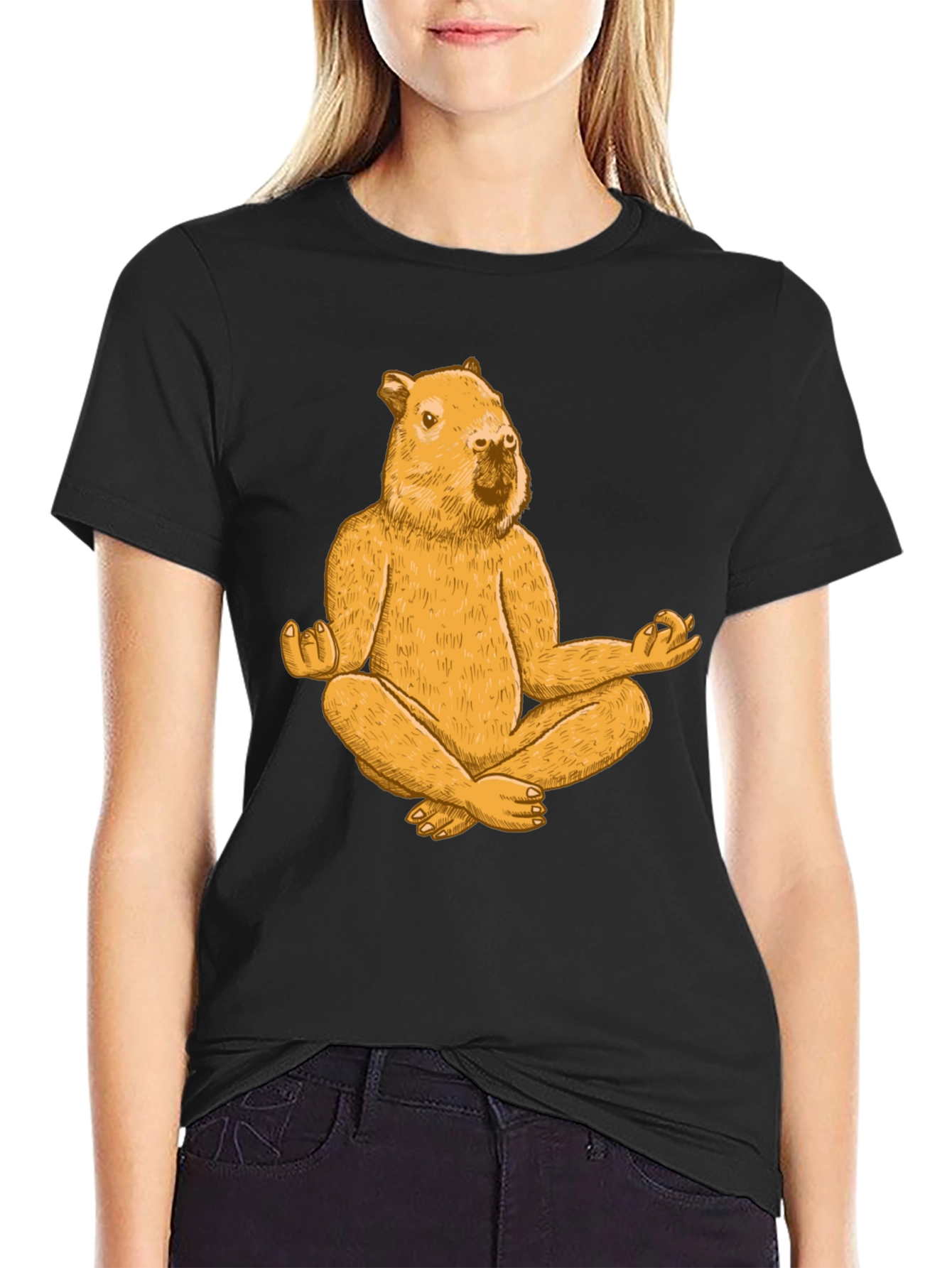 Meditating Capybara T-Shirt - Funny Zen Rodent Tee
