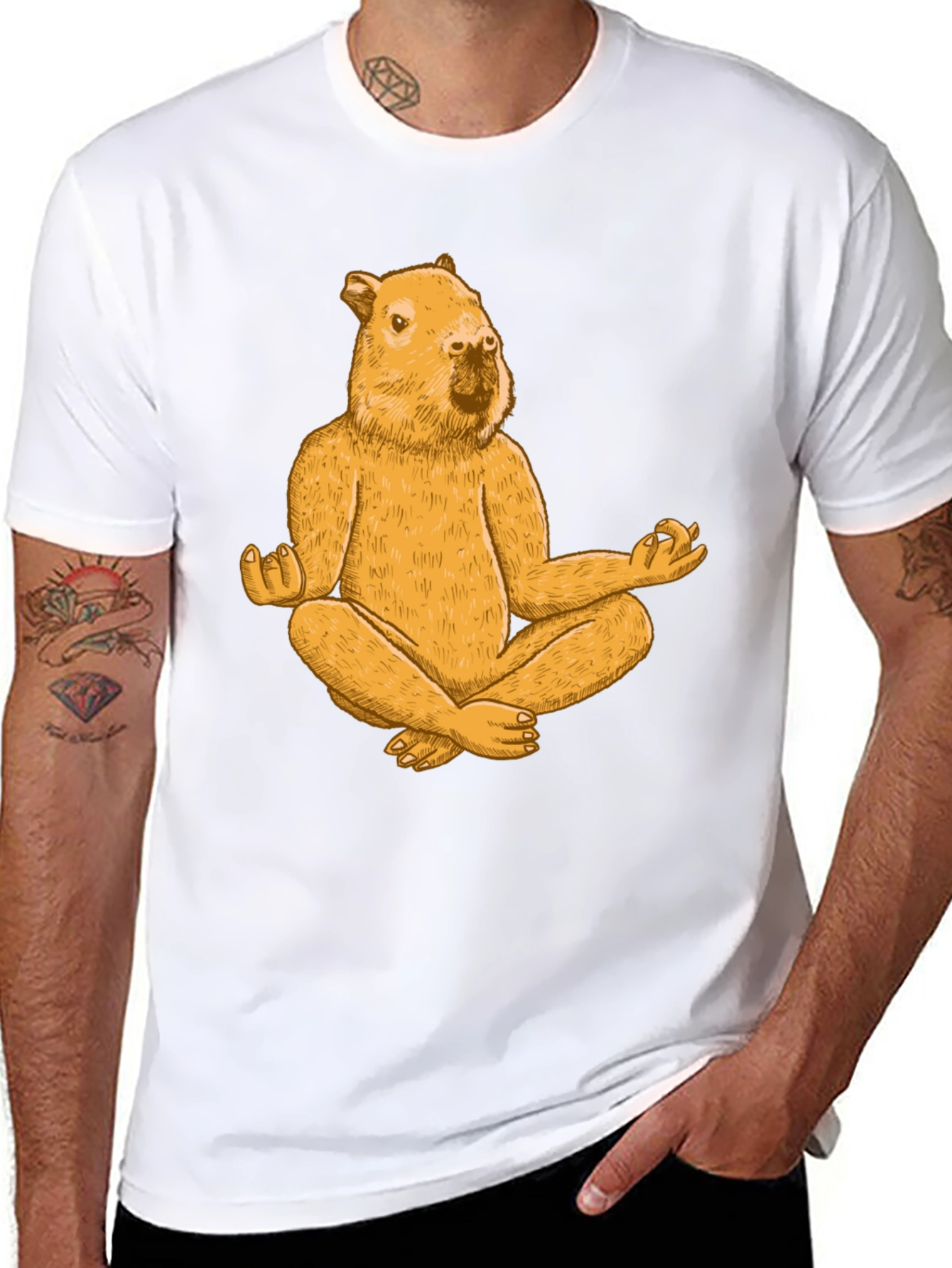 Meditating Capybara T-Shirt - Funny Zen Rodent Tee
