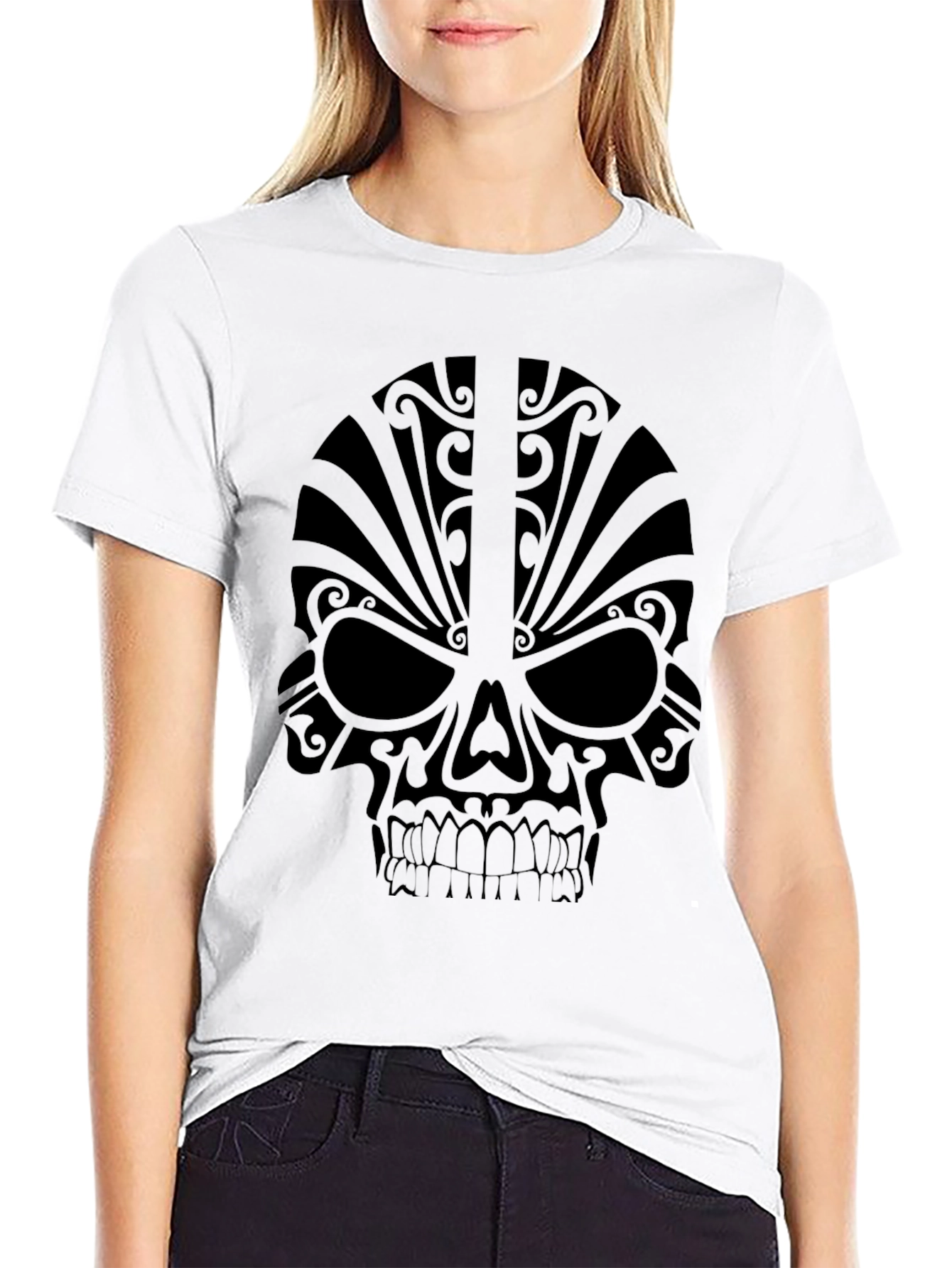 Mens Black Skull Graphic Tee